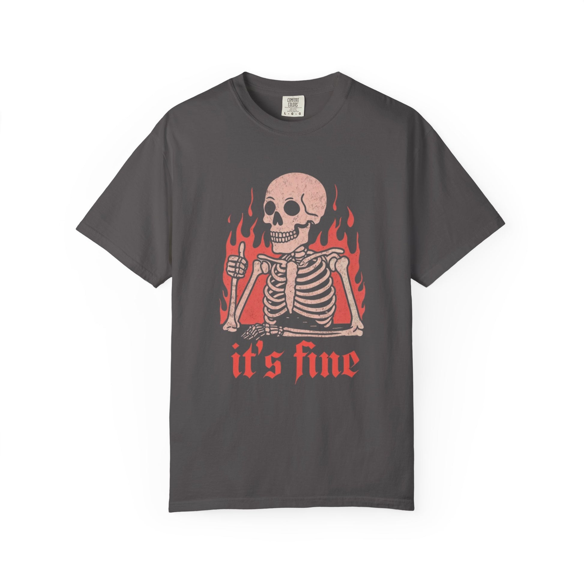 Skeleton It's Fine T-Shirt, Vintage Graphic Tee, Casual Wear, Halloween Gift, Unisex Graphic T-Shirt, Trendy Statement Shirt