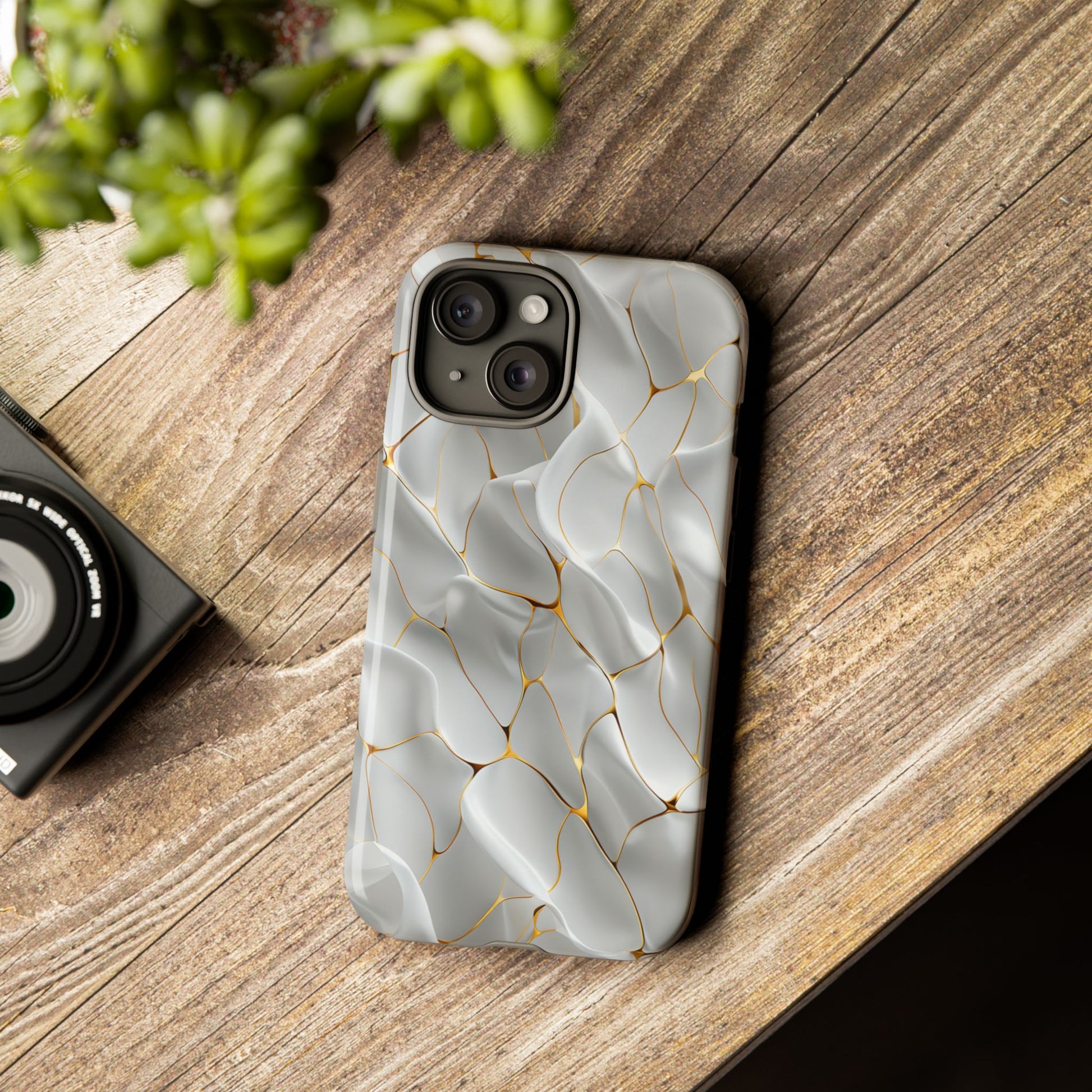 Elegant Phone Case with Golden Accents, Protective Mobile Cover, Stylish Tech Accessory, Perfect Gift for Any Occasion