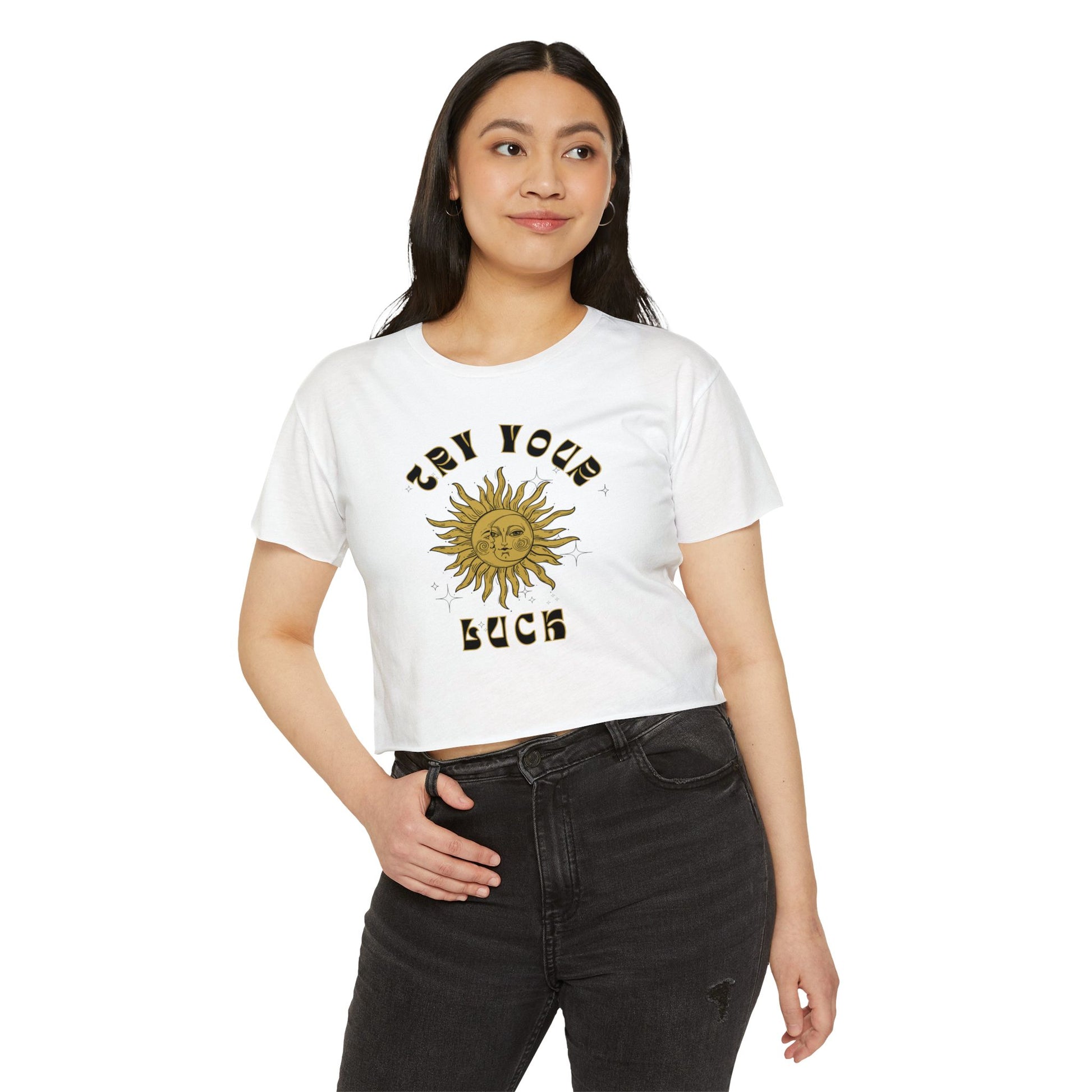 Sunny Vibes Festival Crop Top - Inspirational Summer Tee, Boho Style, Music Festival Apparel, Gift for Her, Casual Look