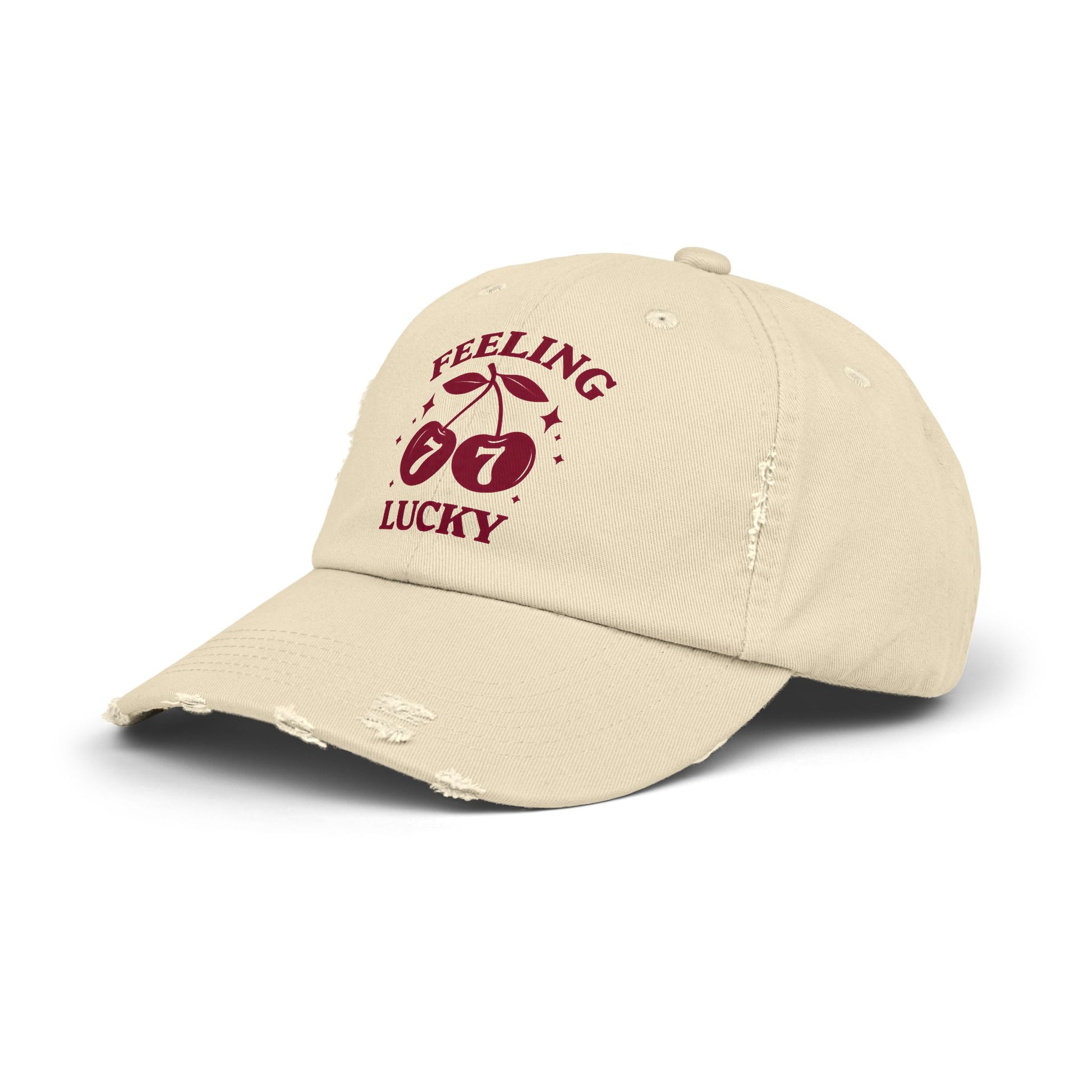 Feeling Lucky Distressed Cap - Unisex Hat, Casual Accessories, Lucky Charm Gift, Birthday, St. Patrick's Day, Spins on Luck