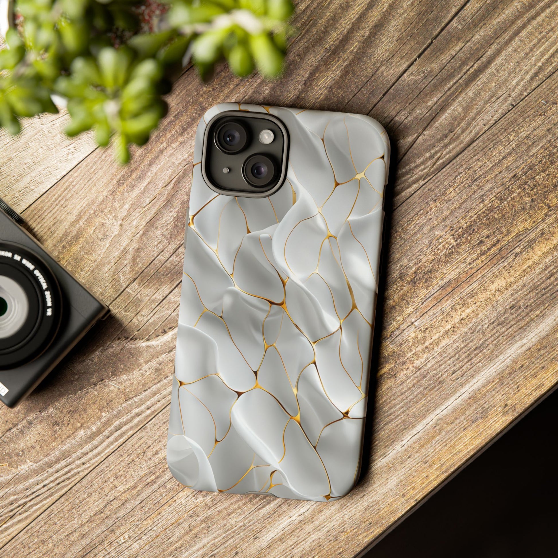 Elegant Phone Case with Golden Accents, Protective Mobile Cover, Stylish Tech Accessory, Perfect Gift for Any Occasion