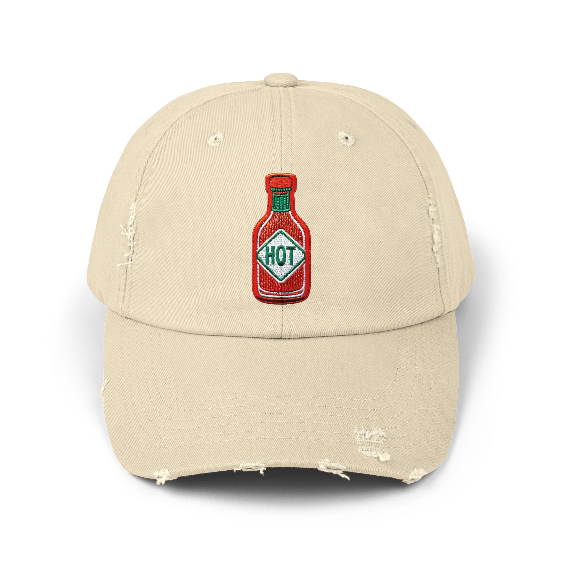 Hot Sauce Distressed Cap, Unisex Cap, Foodie Gift, Summer Accessory, Casual Hat, BBQ Style