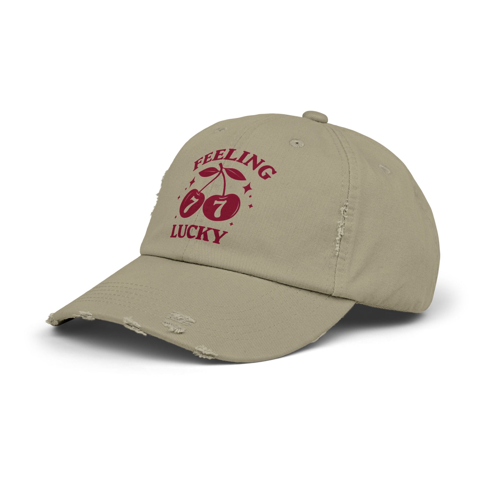 Feeling Lucky Distressed Cap - Unisex Hat, Casual Accessories, Lucky Charm Gift, Birthday, St. Patrick's Day, Spins on Luck