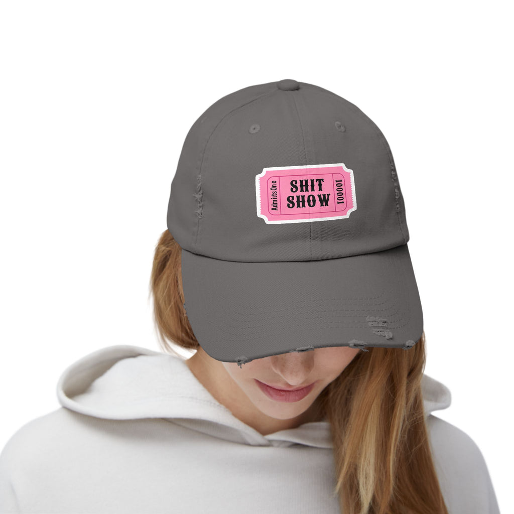 Shit Show Distressed Cap - Casual Unisex Hat, Fun Gift for Friends, Party Accessory, Unique Birthday Present, Everyday Wear