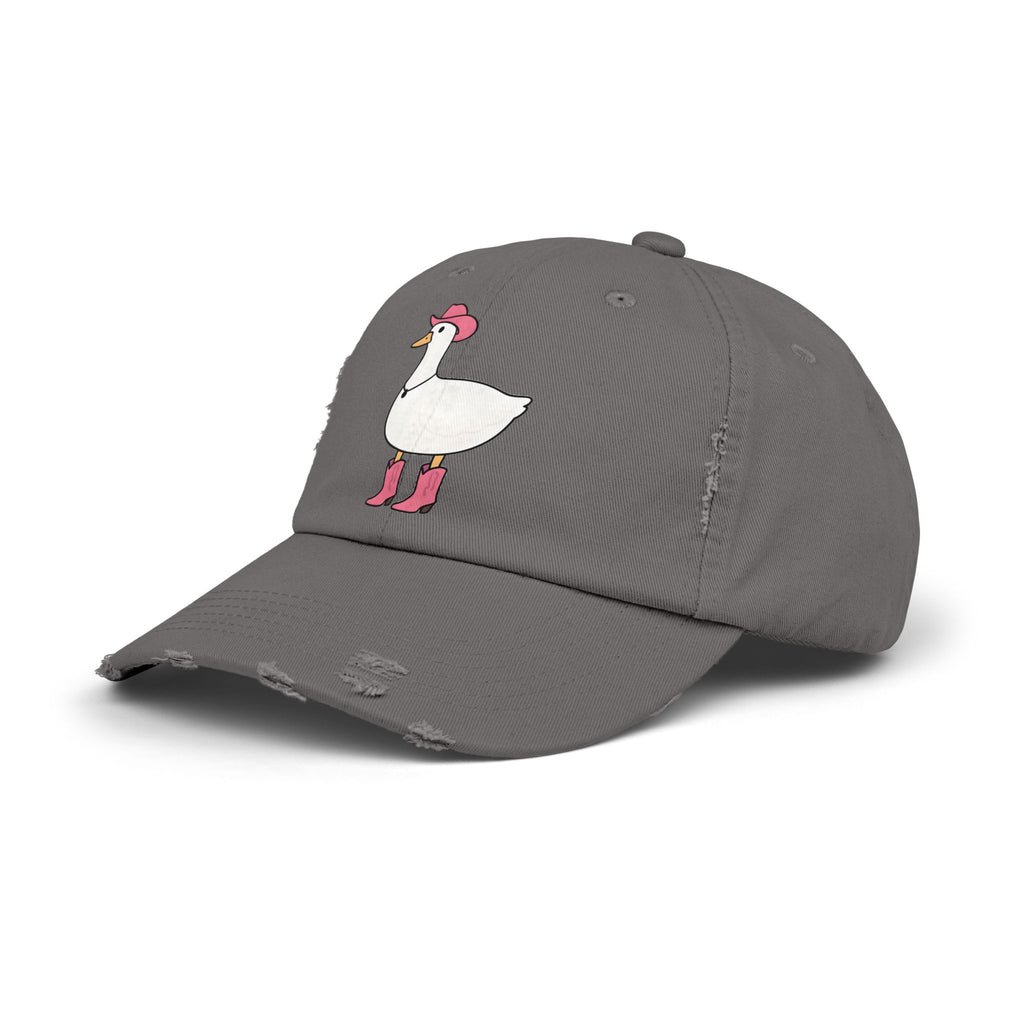Playful Distressed Cap with Stylish Duck Design, Fun Hat for Summer, Birthday Gift, Trendy Accessory, Cap for Animal Lovers