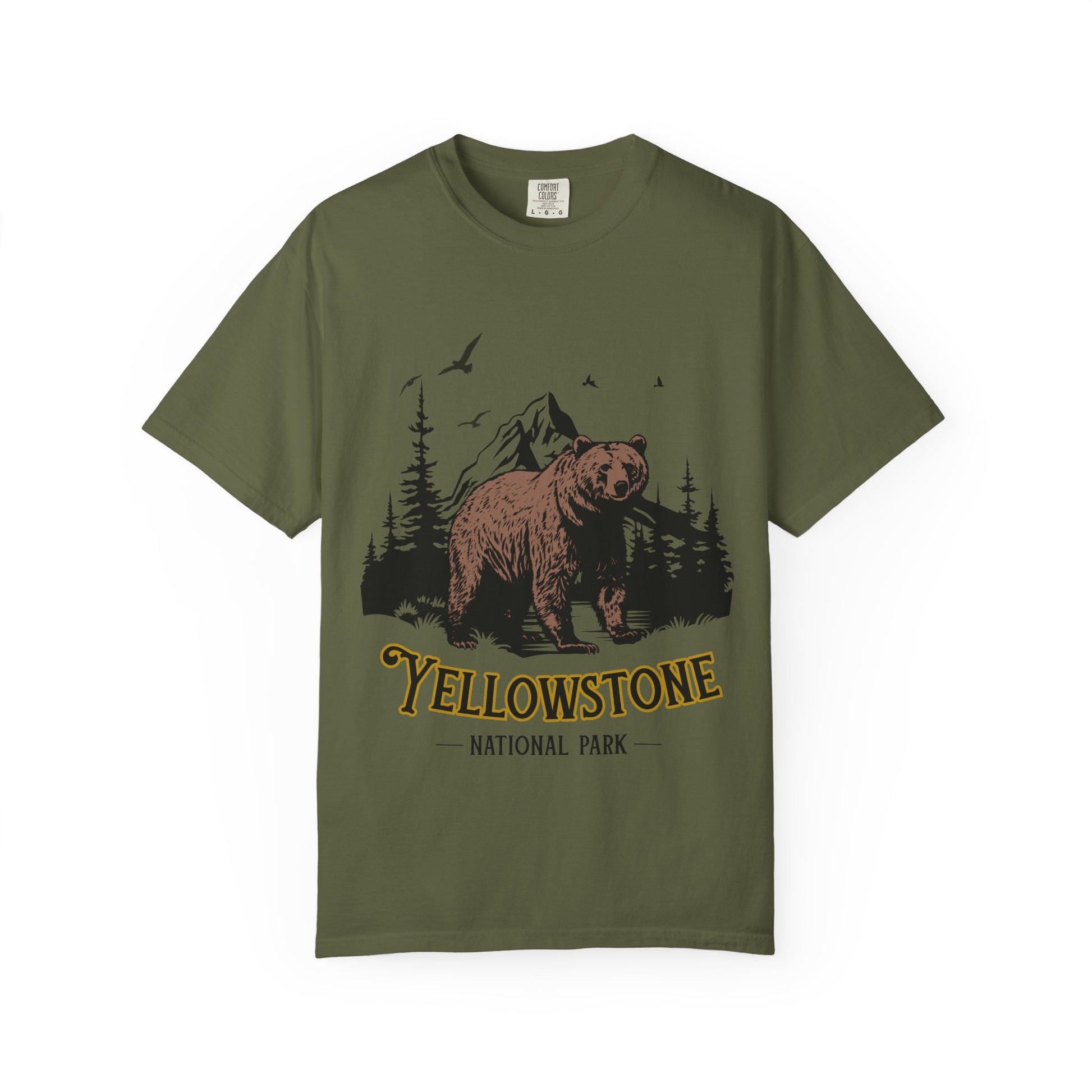 Yellowstone Bear Graphic Tee - Unisex Garment-Dyed Shirt, Nature Lover Gift, Outdoorsy Style, Travel Souvenir, Vintage National Park Apparel