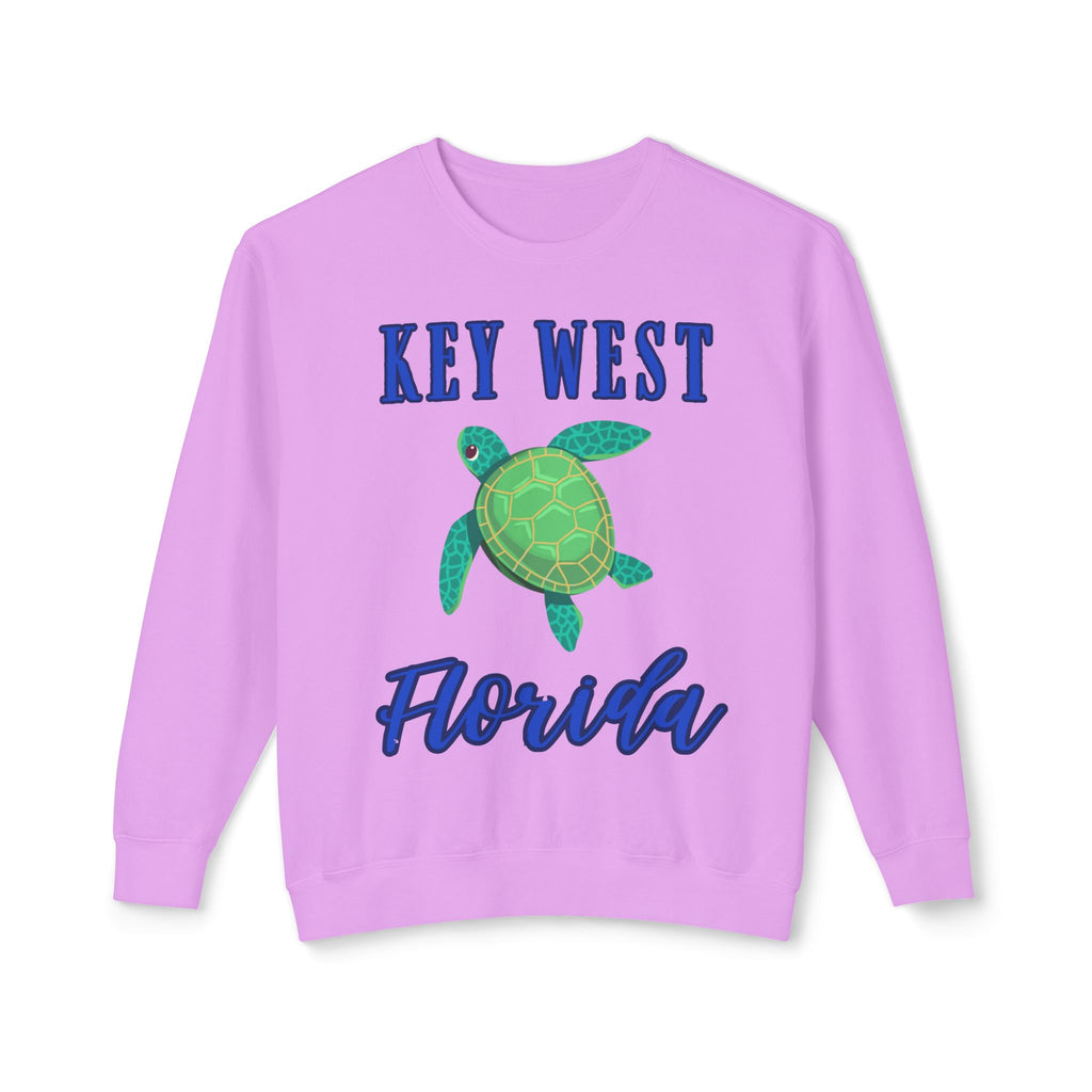 Key West Turtle Sweatshirt, Florida Gift, Lightweight Crewneck for Beach Lovers, Casual Summer Wear, Perfect for Travel