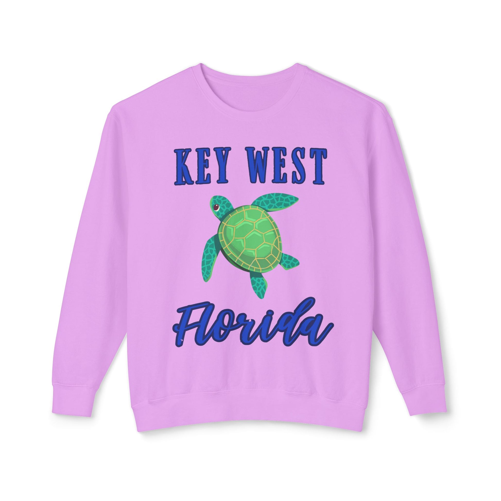 Key West Turtle Sweatshirt, Florida Gift, Lightweight Crewneck for Beach Lovers, Casual Summer Wear, Perfect for Travel