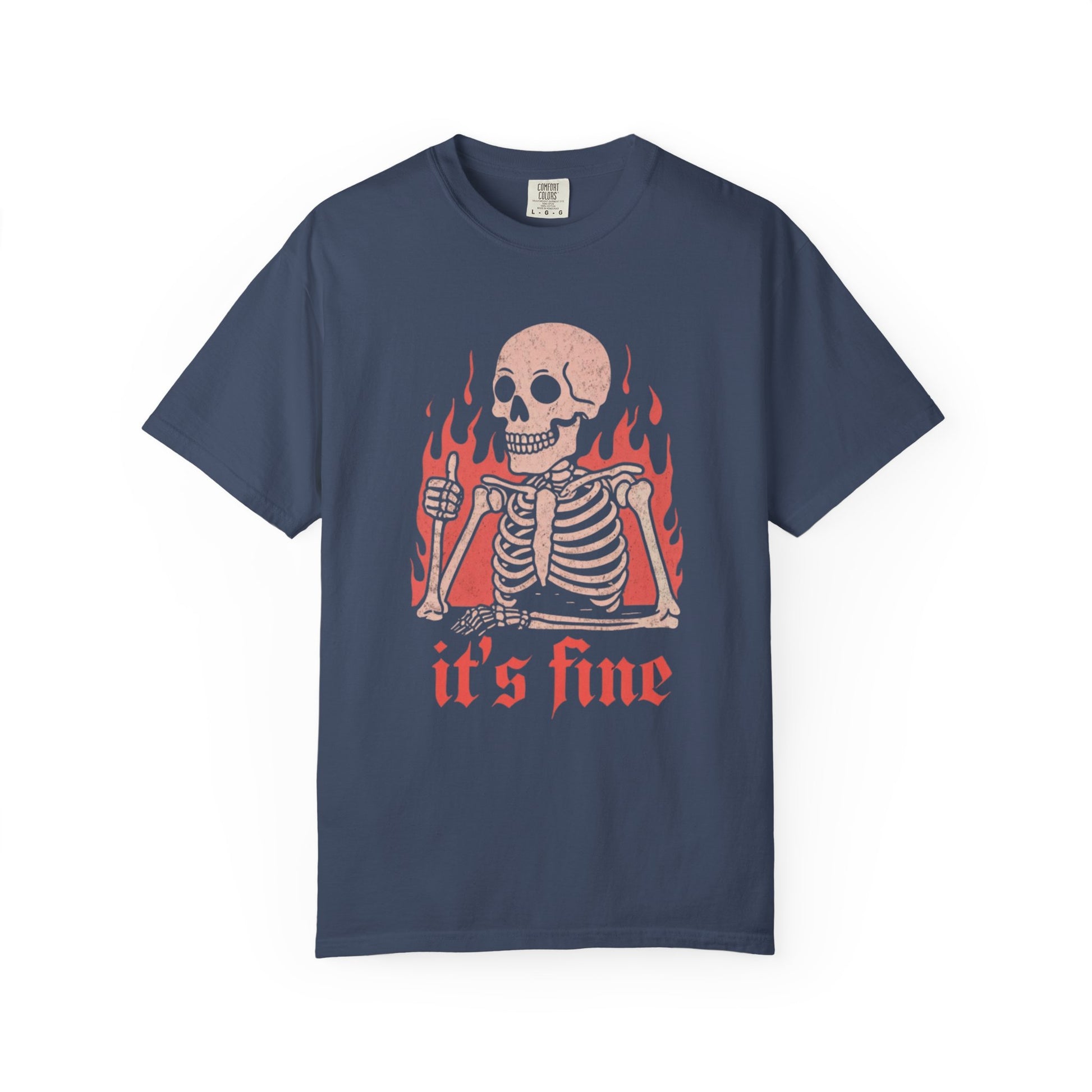 Skeleton It's Fine T-Shirt, Vintage Graphic Tee, Casual Wear, Halloween Gift, Unisex Graphic T-Shirt, Trendy Statement Shirt