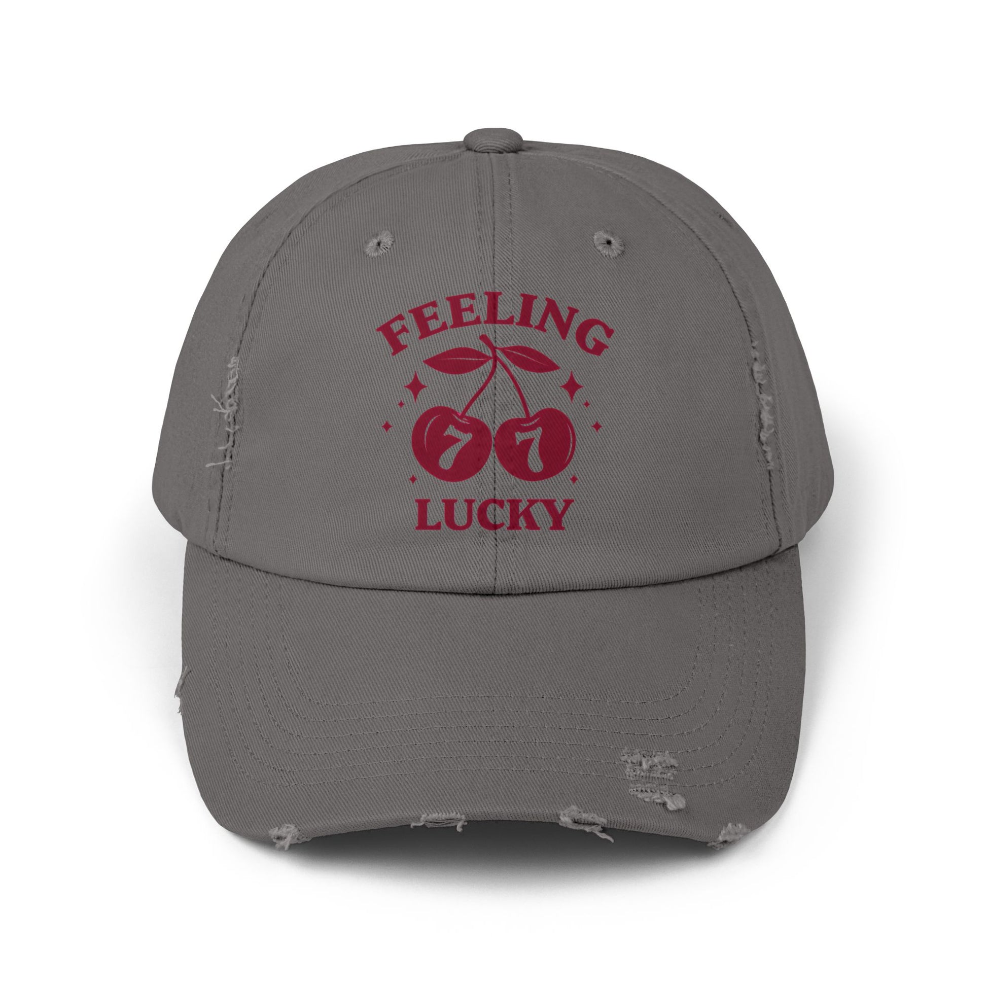 Feeling Lucky Distressed Cap - Unisex Hat, Casual Accessories, Lucky Charm Gift, Birthday, St. Patrick's Day, Spins on Luck