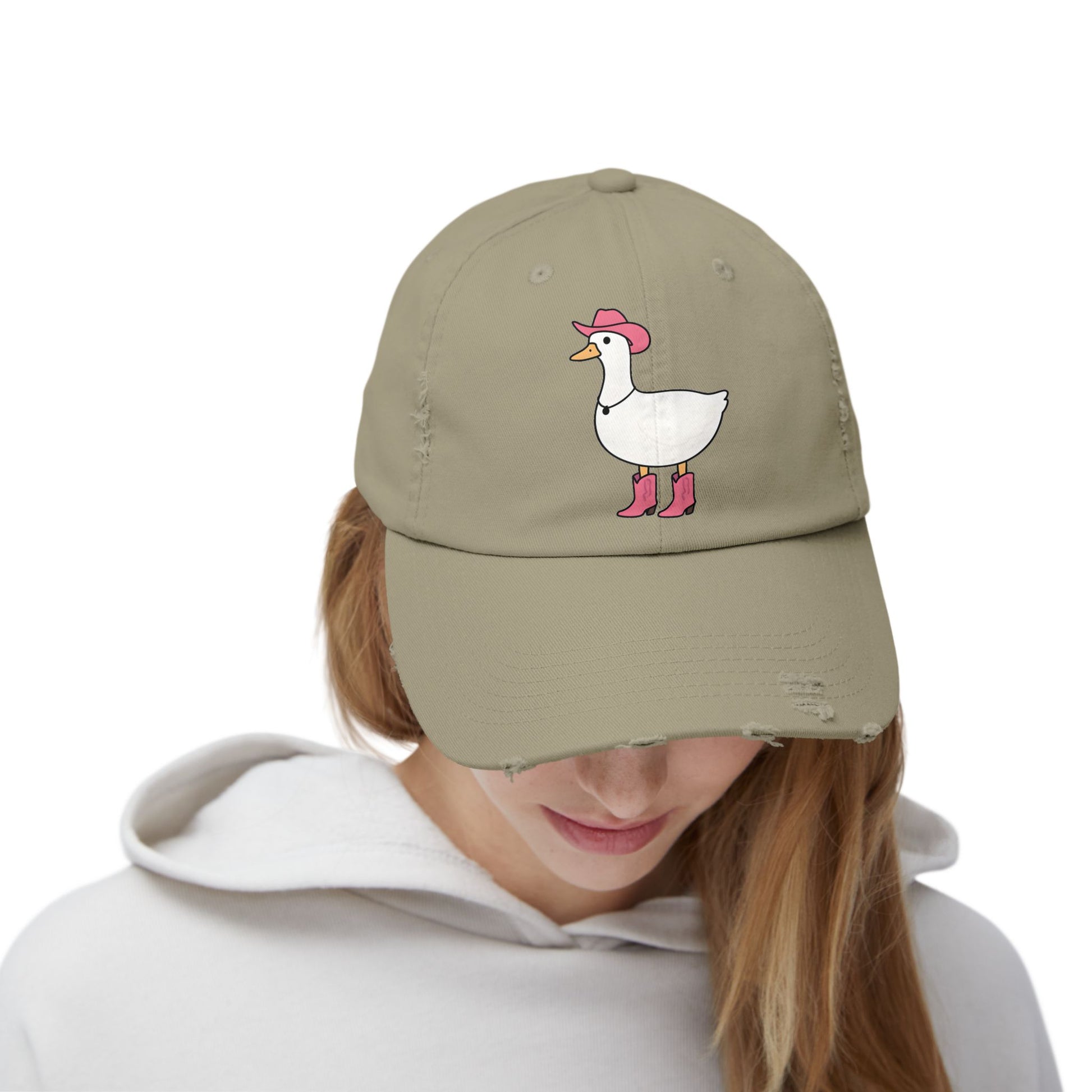 Playful Distressed Cap with Stylish Duck Design, Fun Hat for Summer, Birthday Gift, Trendy Accessory, Cap for Animal Lovers