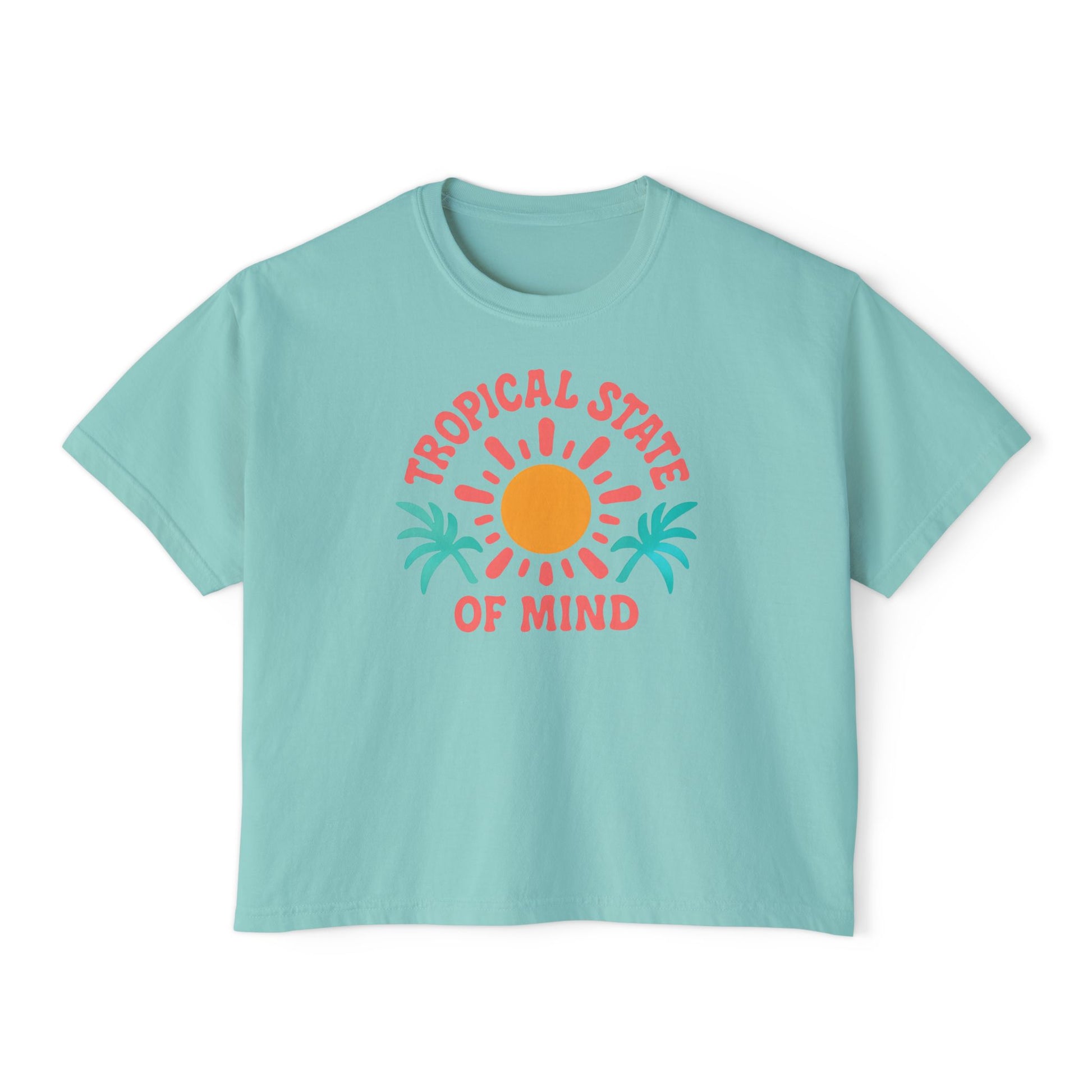 Tropical Women's Boxy Tee, Summer Vibes T-Shirt, Casual Beachwear, Gift for Her, Vacation Essentials