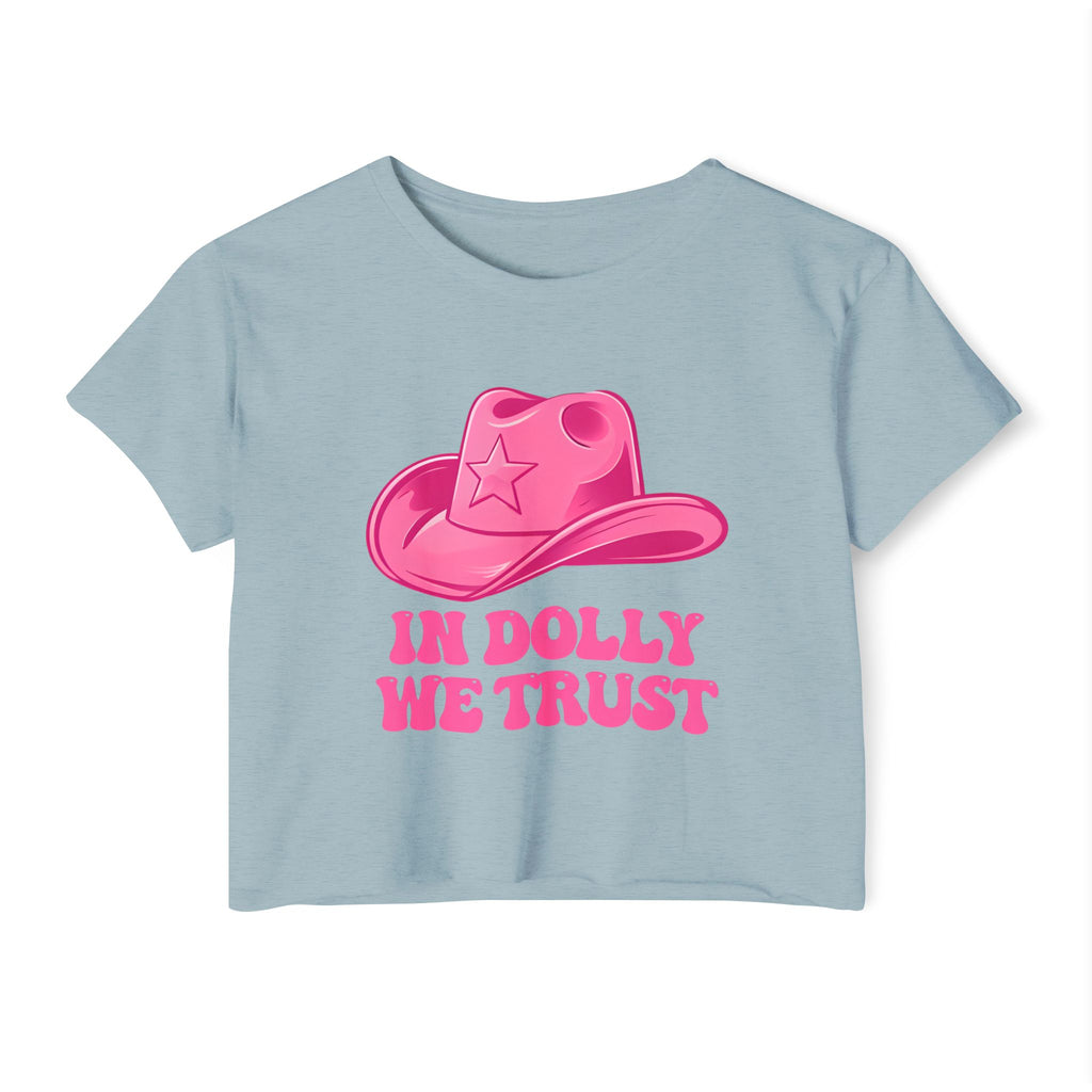 Women's Festival Crop Top, In Dolly We Trust Shirt, Summer Music Festival Tee, Cute Crop Top for Concerts, Bohemian Style Apparel, [...]