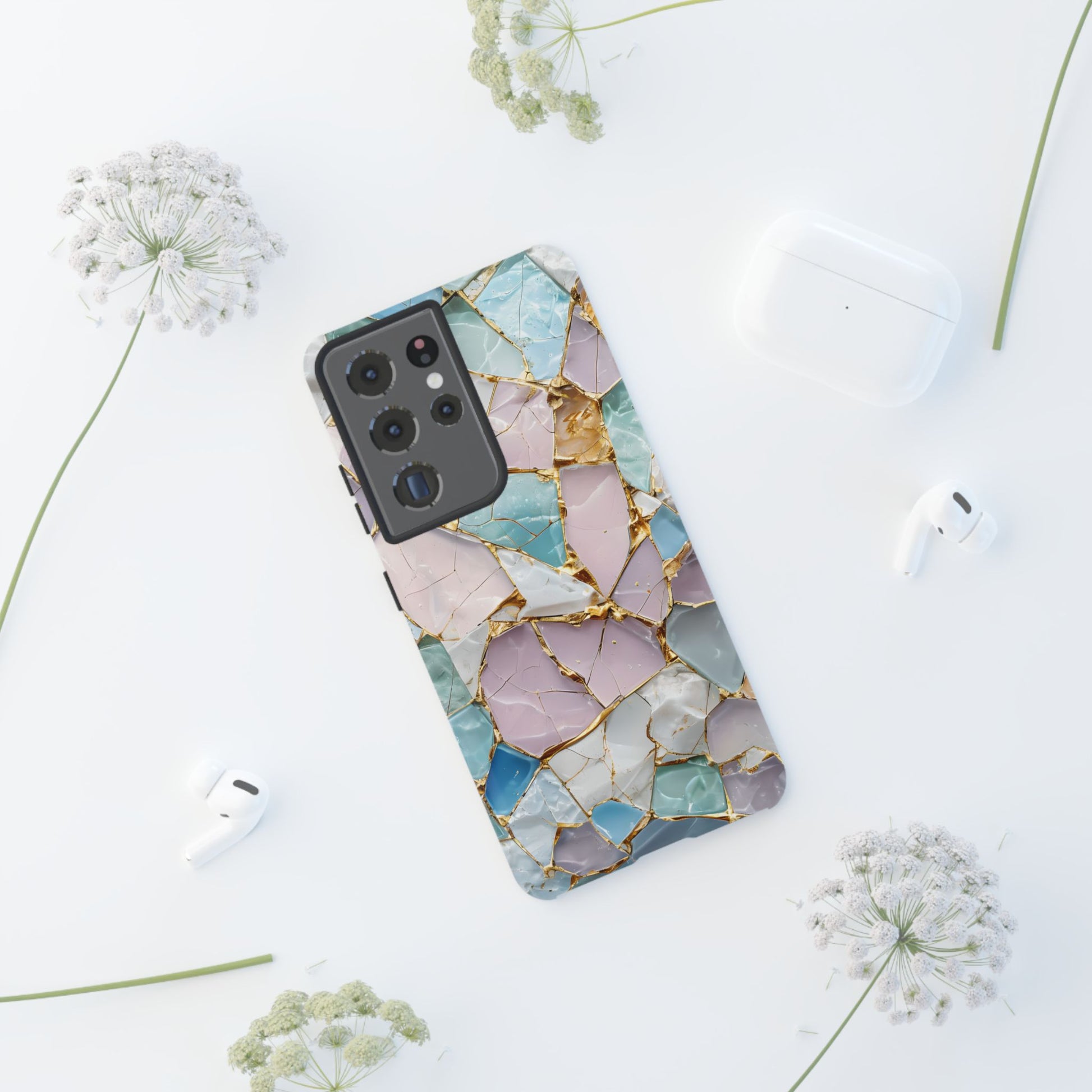 Colorful Phone Case - Tough Cases with Elegant Marble Design, Stylish Cover for Everyday Use, Gift for Her, Tech Accessory
