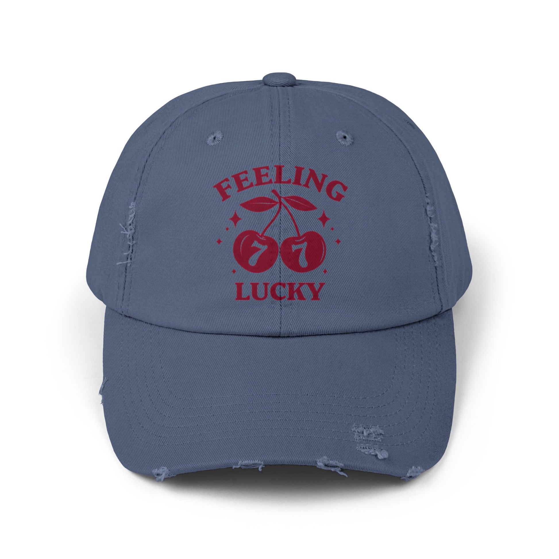 Feeling Lucky Distressed Cap - Unisex Hat, Casual Accessories, Lucky Charm Gift, Birthday, St. Patrick's Day, Spins on Luck