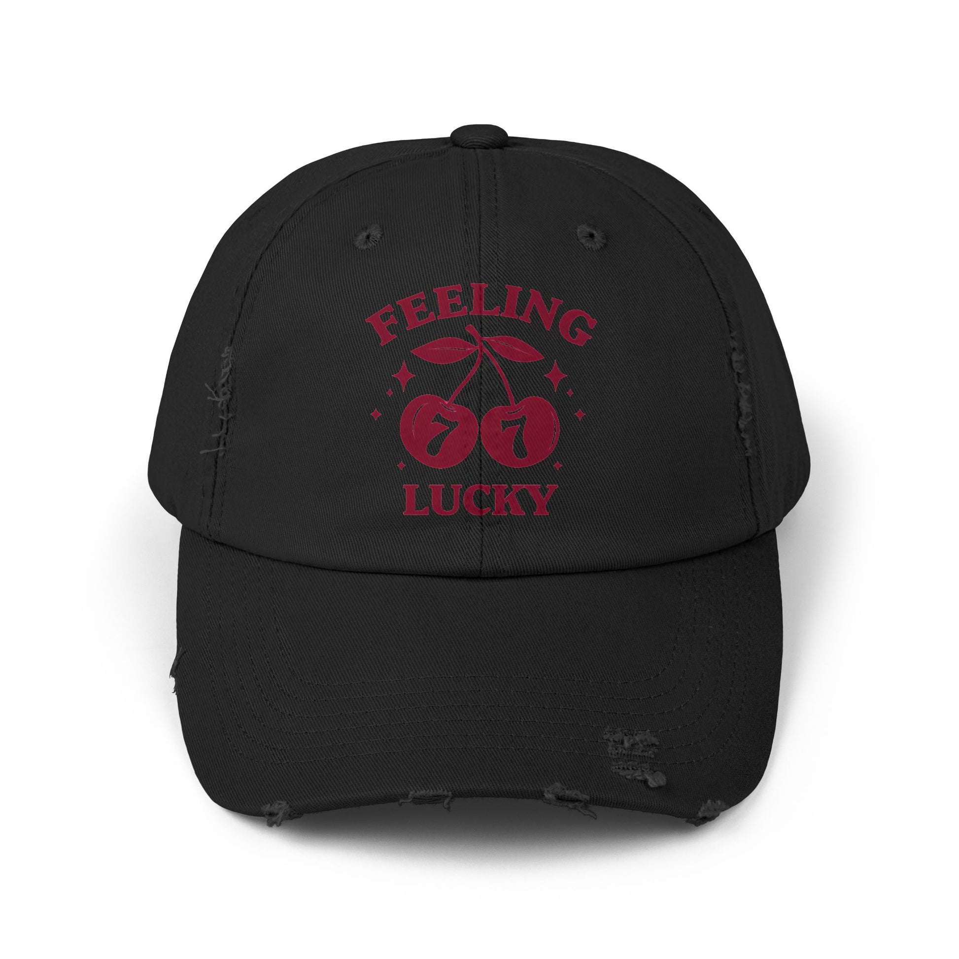 Feeling Lucky Distressed Cap - Unisex Hat, Casual Accessories, Lucky Charm Gift, Birthday, St. Patrick's Day, Spins on Luck
