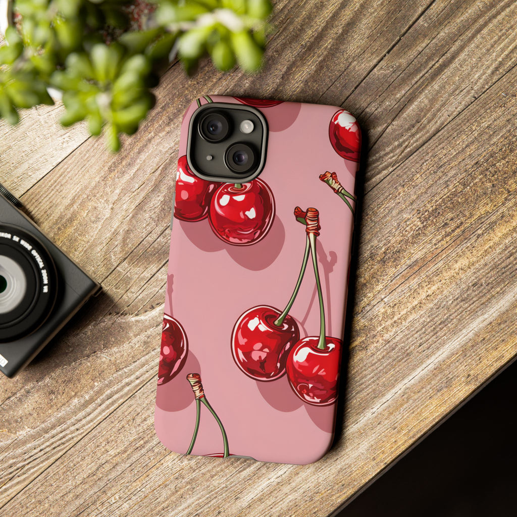 Cherry Blossom Phone Case, Tough Phone Cover, Cute Cherry Design, Summer Vibes, Phone Accessory, Gift for Her