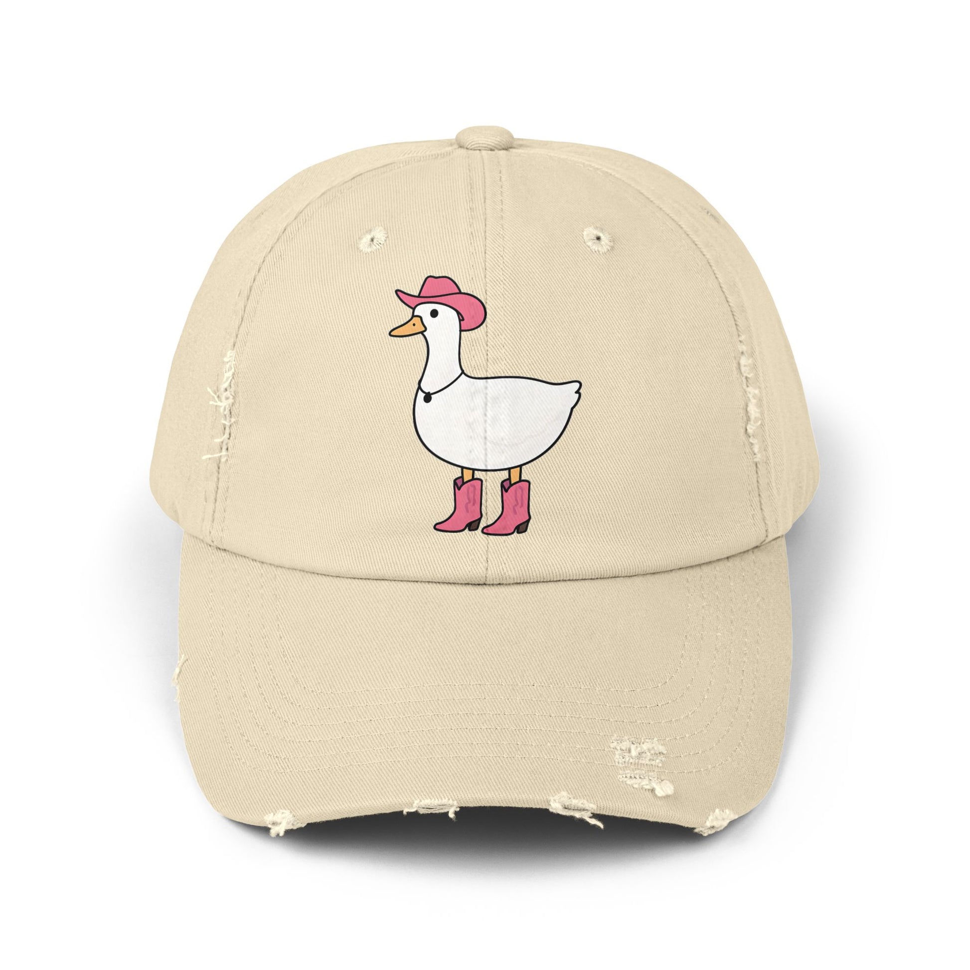 Playful Distressed Cap with Stylish Duck Design, Fun Hat for Summer, Birthday Gift, Trendy Accessory, Cap for Animal Lovers