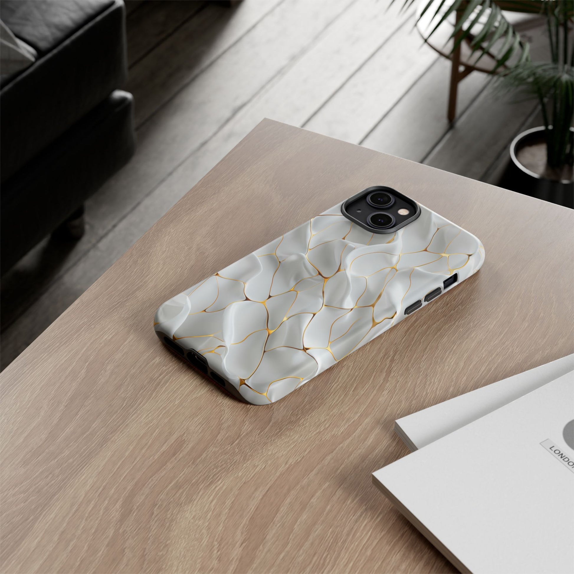 Elegant Phone Case with Golden Accents, Protective Mobile Cover, Stylish Tech Accessory, Perfect Gift for Any Occasion