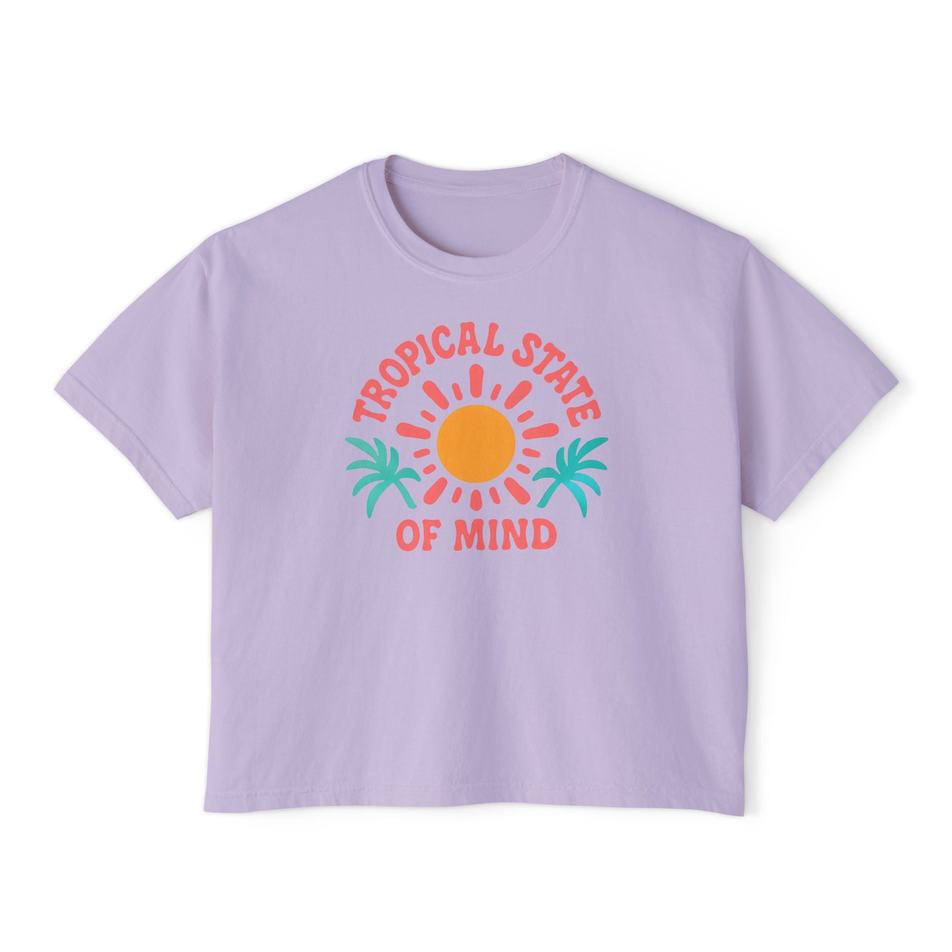 Tropical Women's Boxy Tee, Summer Vibes T-Shirt, Casual Beachwear, Gift for Her, Vacation Essentials