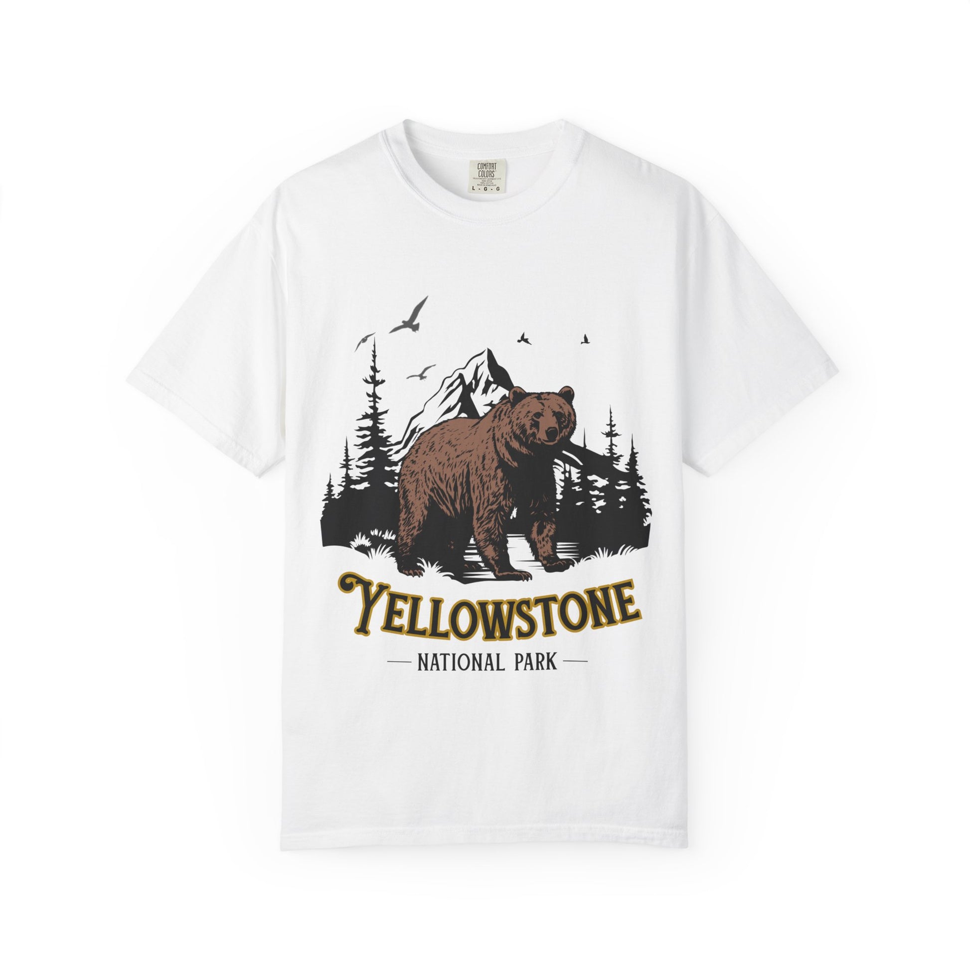 Yellowstone Bear Graphic Tee - Unisex Garment-Dyed Shirt, Nature Lover Gift, Outdoorsy Style, Travel Souvenir, Vintage National Park Apparel