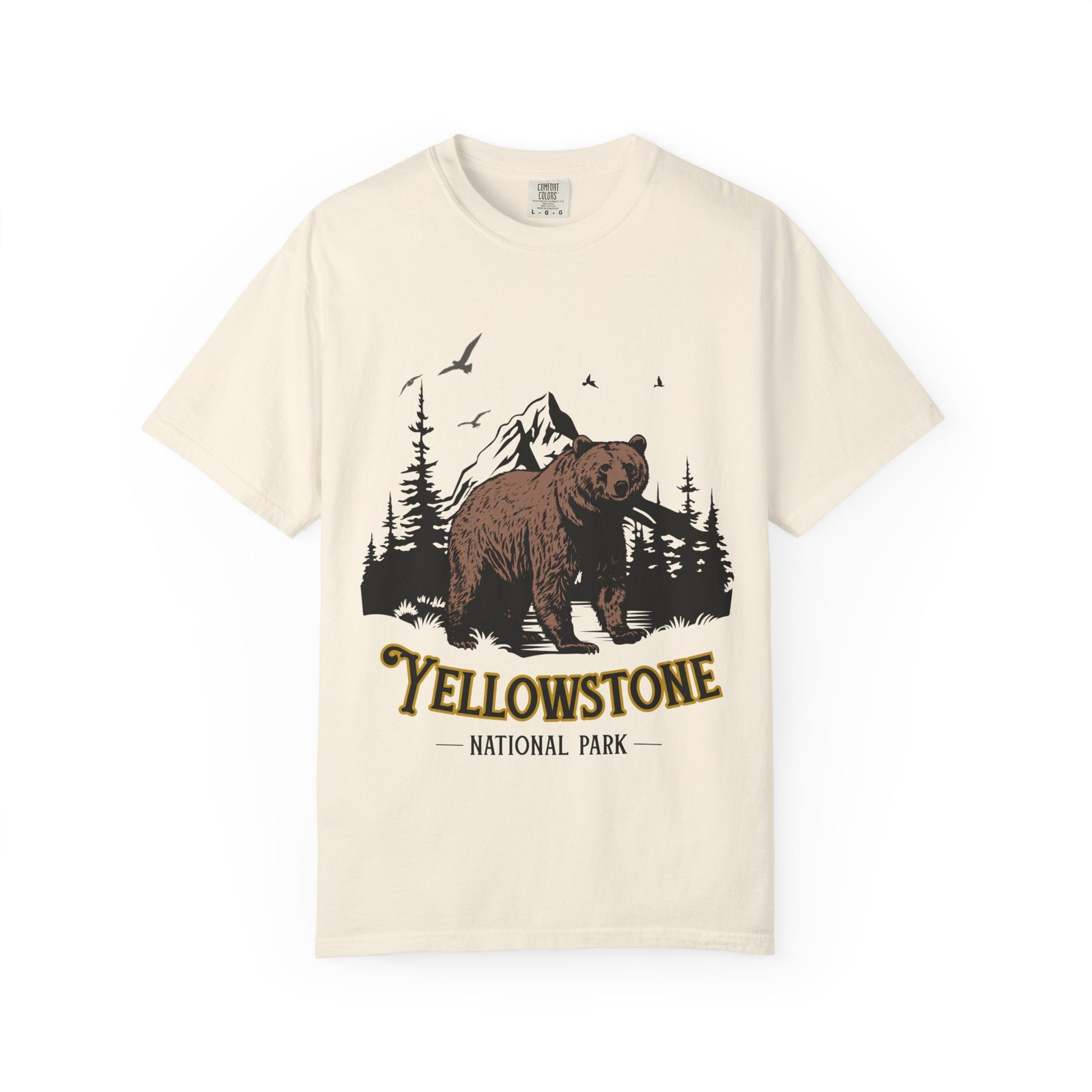 Yellowstone Bear Graphic Tee - Unisex Garment-Dyed Shirt, Nature Lover Gift, Outdoorsy Style, Travel Souvenir, Vintage National Park Apparel