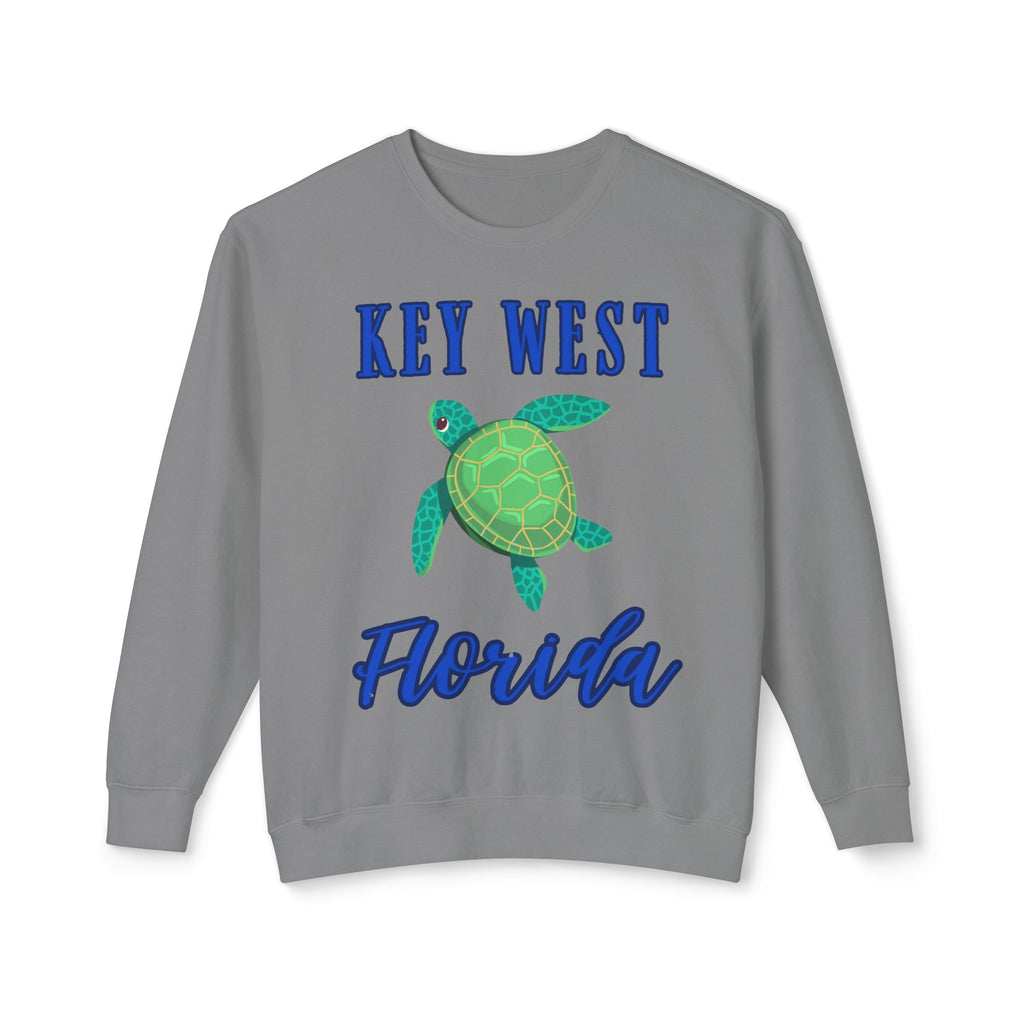 Key West Turtle Sweatshirt, Florida Gift, Lightweight Crewneck for Beach Lovers, Casual Summer Wear, Perfect for Travel