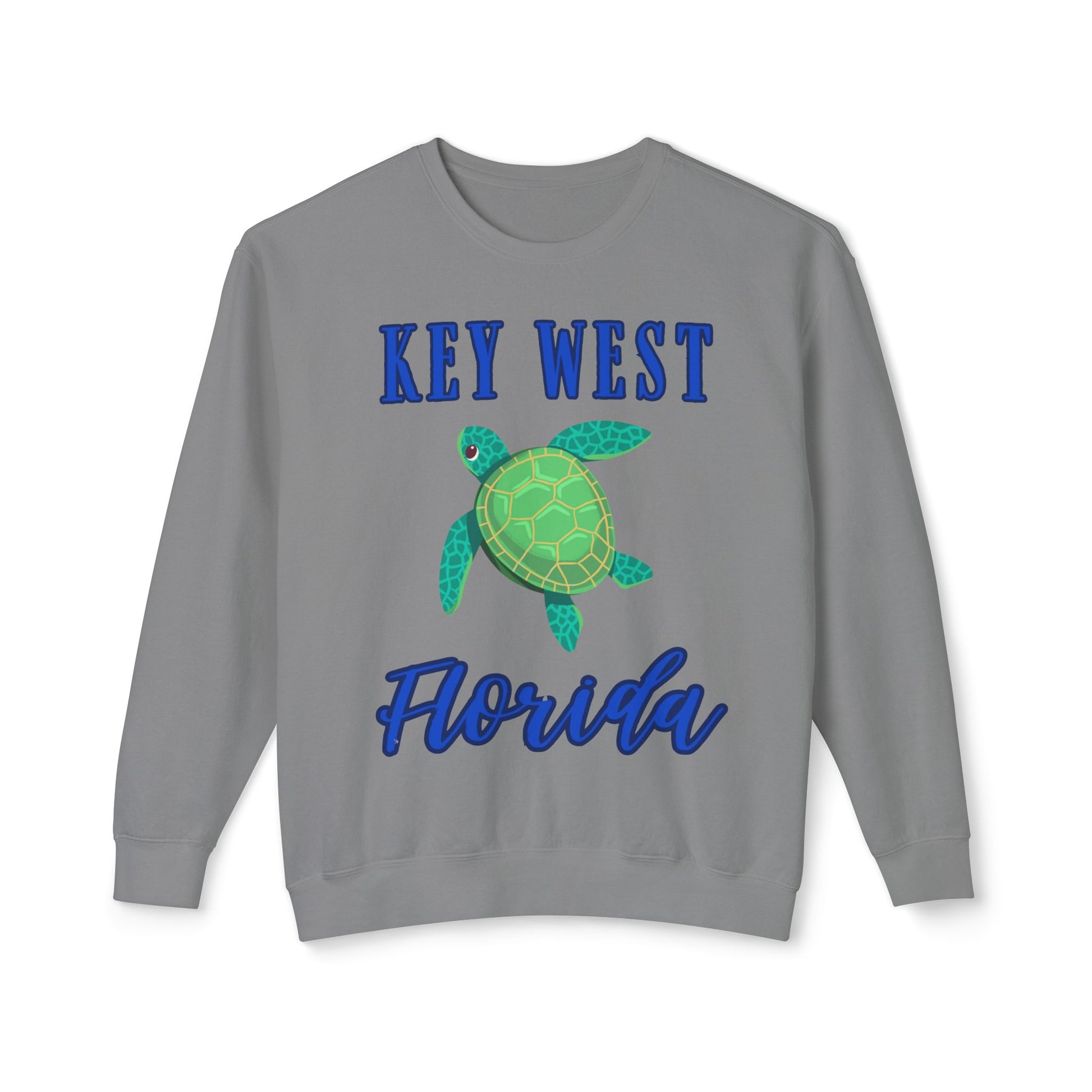 Key West Turtle Sweatshirt, Florida Gift, Lightweight Crewneck for Beach Lovers, Casual Summer Wear, Perfect for Travel
