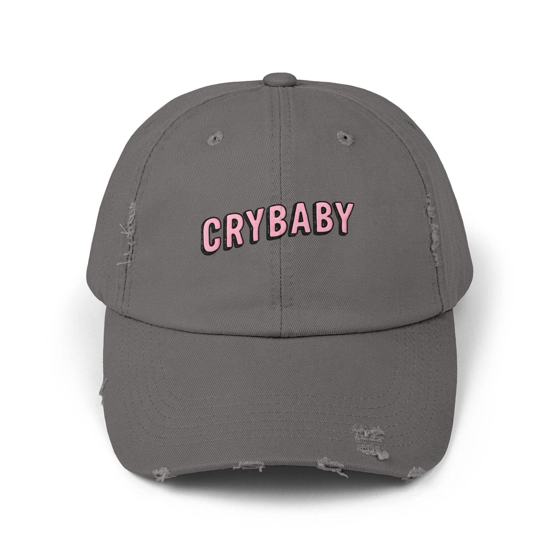 Trendy Distressed Cap - 'CRYBABY' | Fashionable Accessory, Casual Wear, Gift for Friends, Festival Style, Everyday Fashion