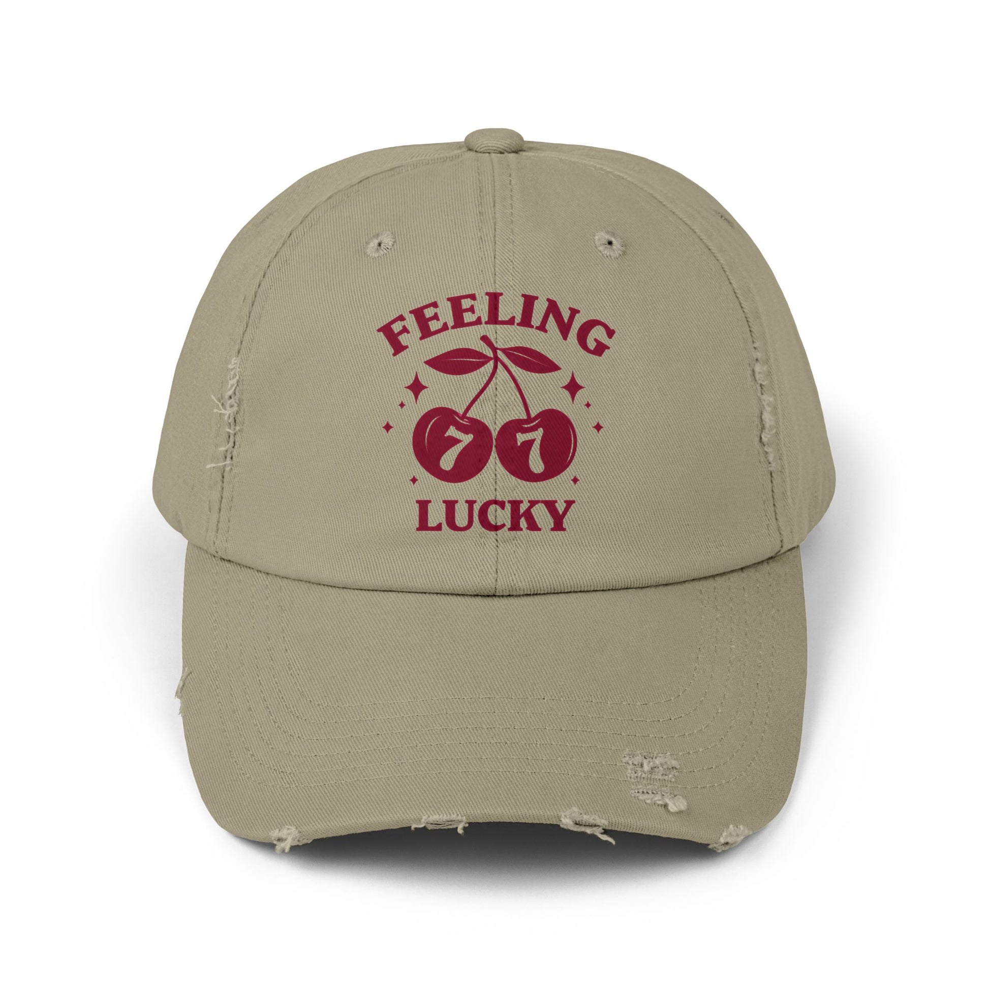 Feeling Lucky Distressed Cap - Unisex Hat, Casual Accessories, Lucky Charm Gift, Birthday, St. Patrick's Day, Spins on Luck