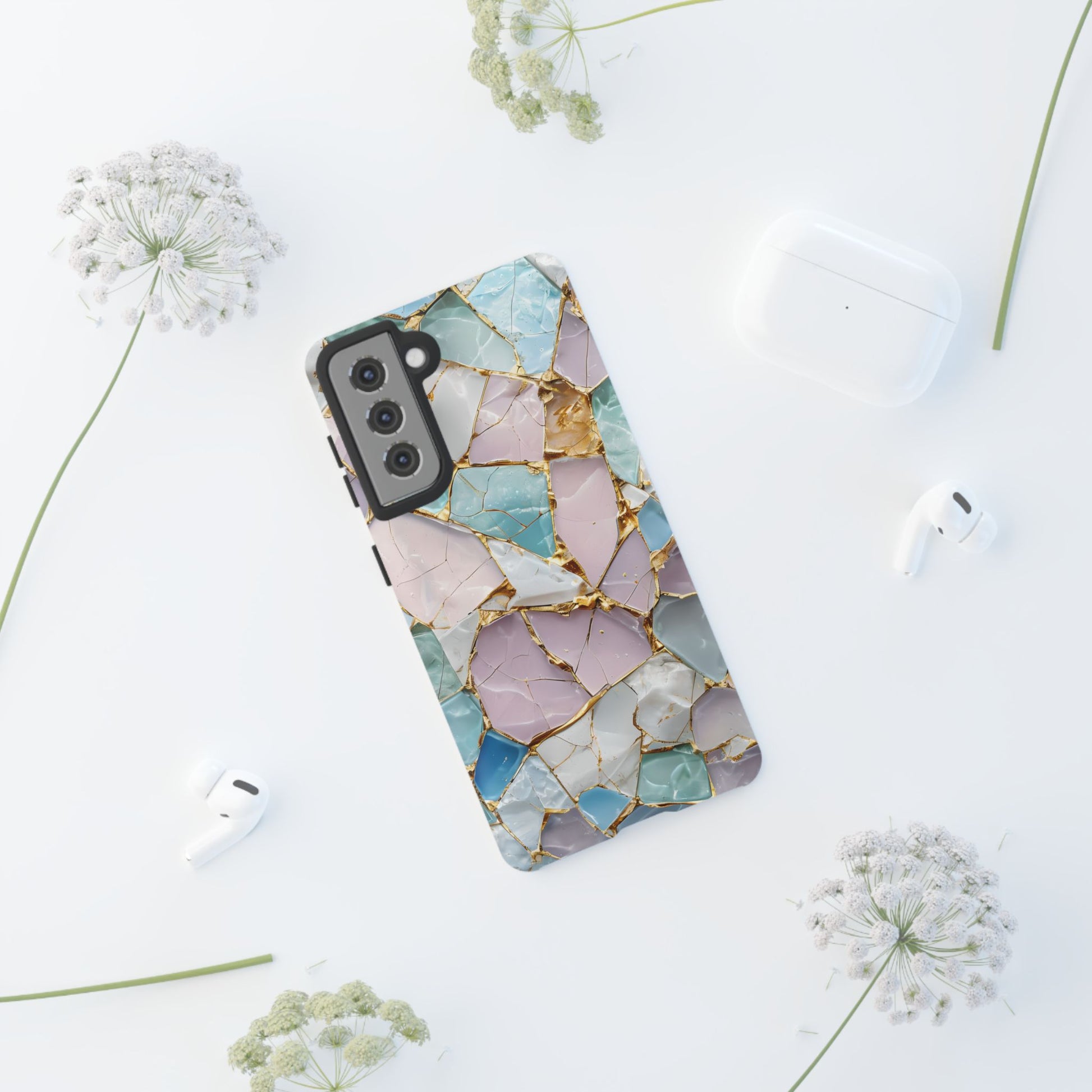 Colorful Phone Case - Tough Cases with Elegant Marble Design, Stylish Cover for Everyday Use, Gift for Her, Tech Accessory