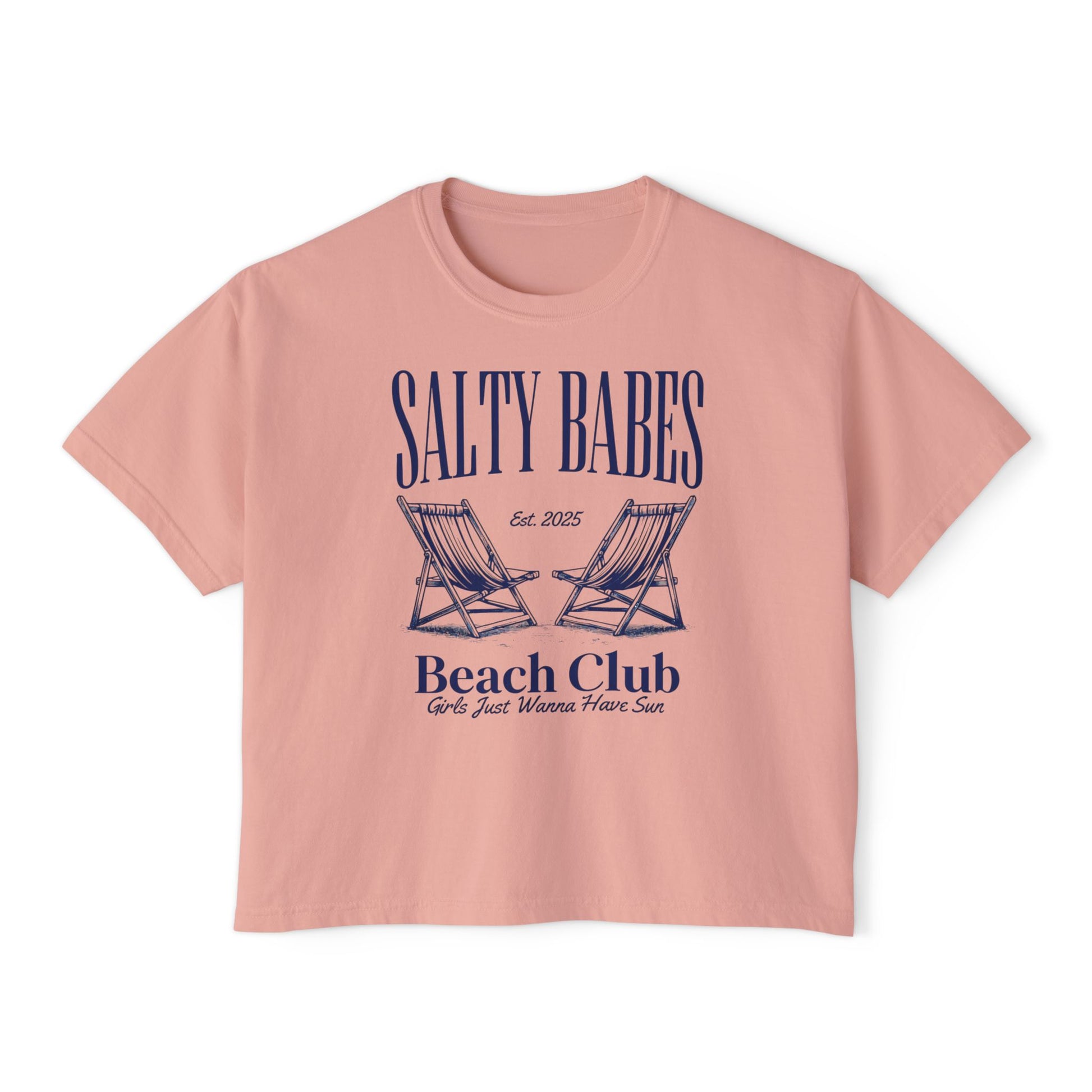 Salty Babes Beach Club Boxy Tee, Summer Casual Top, Women’s Vacation Shirt, Perfect for Beach Days, Gift for Sea Lovers