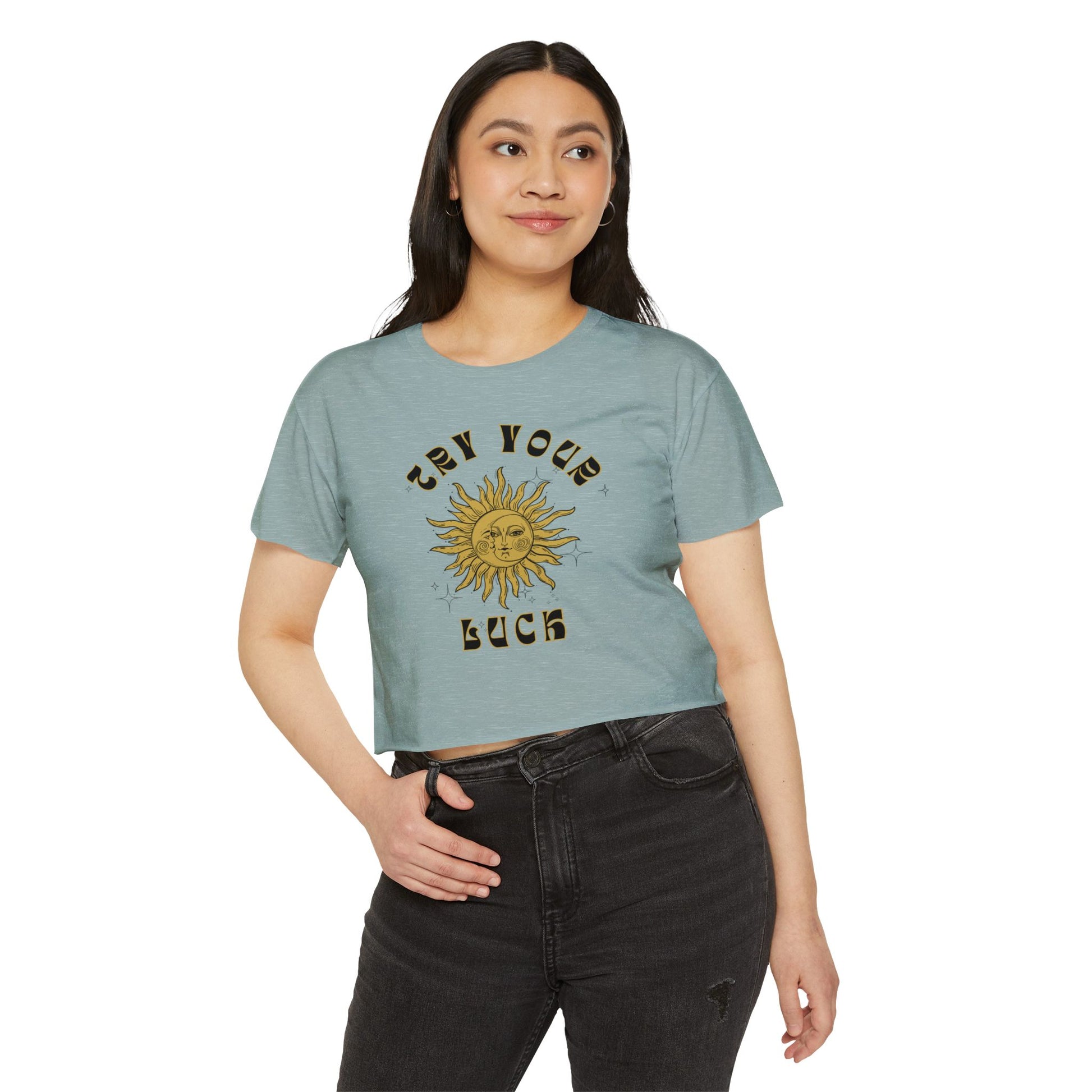 Sunny Vibes Festival Crop Top - Inspirational Summer Tee, Boho Style, Music Festival Apparel, Gift for Her, Casual Look