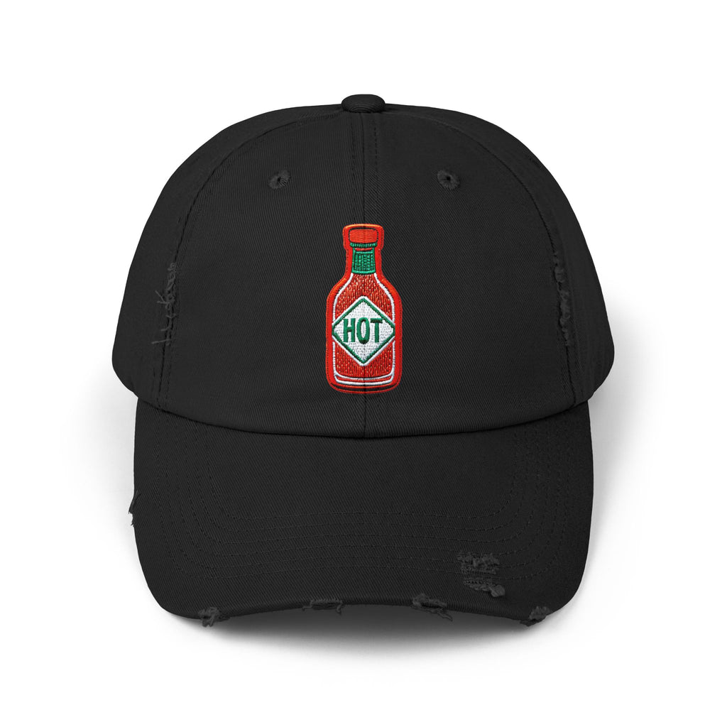 Hot Sauce Distressed Cap, Unisex Cap, Foodie Gift, Summer Accessory, Casual Hat, BBQ Style