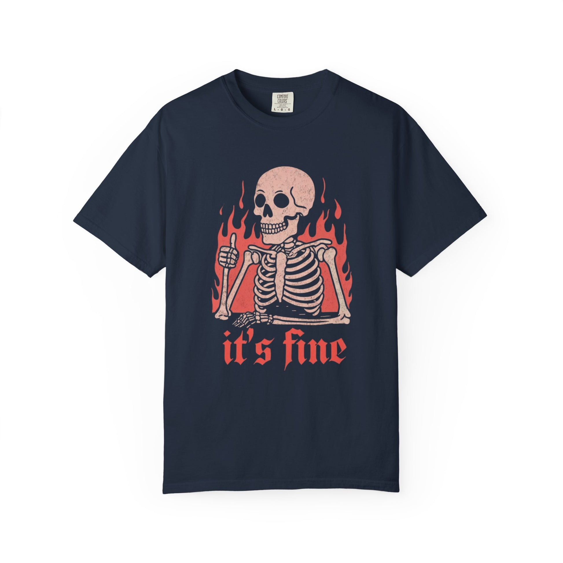 Skeleton It's Fine T-Shirt, Vintage Graphic Tee, Casual Wear, Halloween Gift, Unisex Graphic T-Shirt, Trendy Statement Shirt