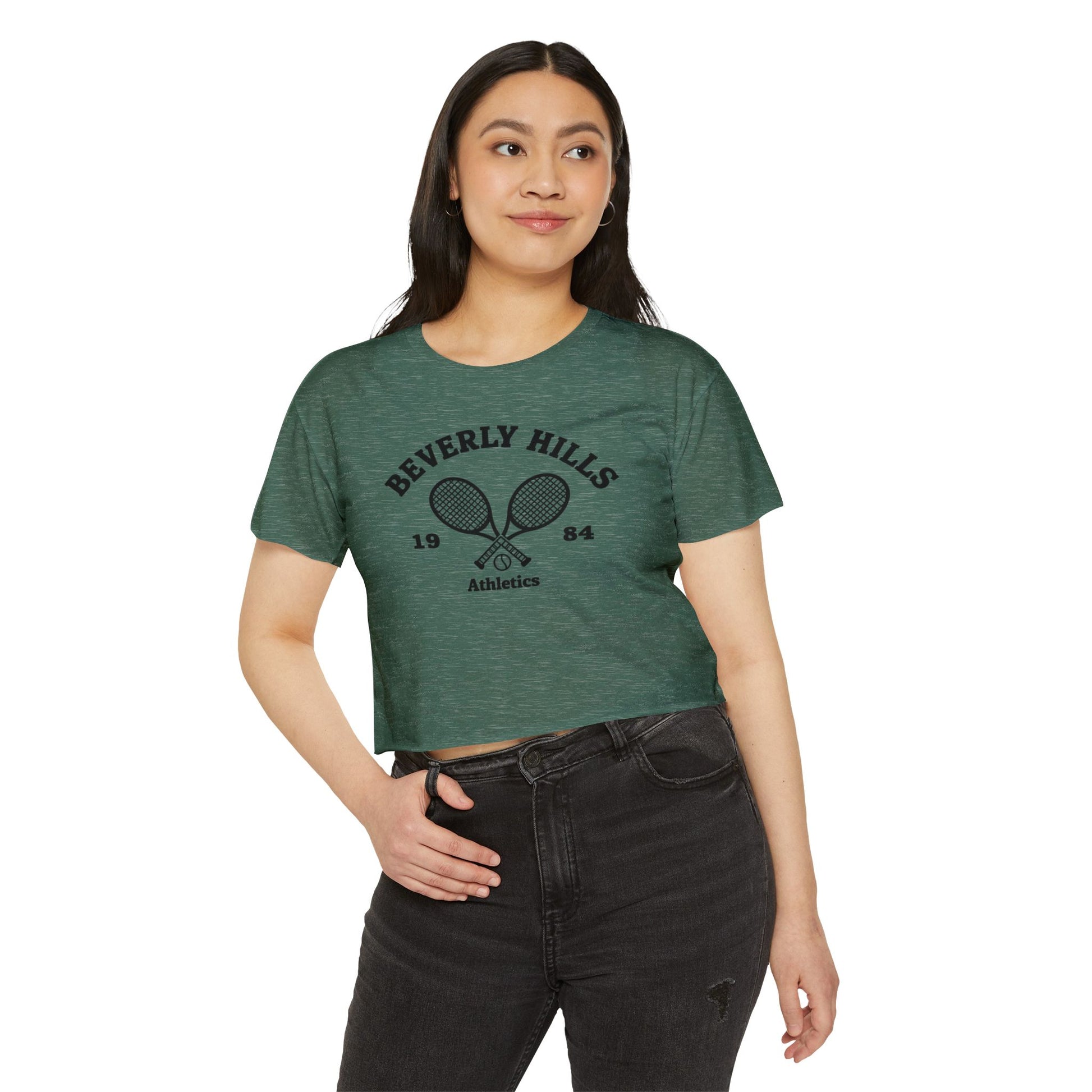 Beverly Hills Tennis Crop Top, Women's Summer Top, Festival Wear, Casual Tee, Athleisure Top, Graphic Crop Tee
