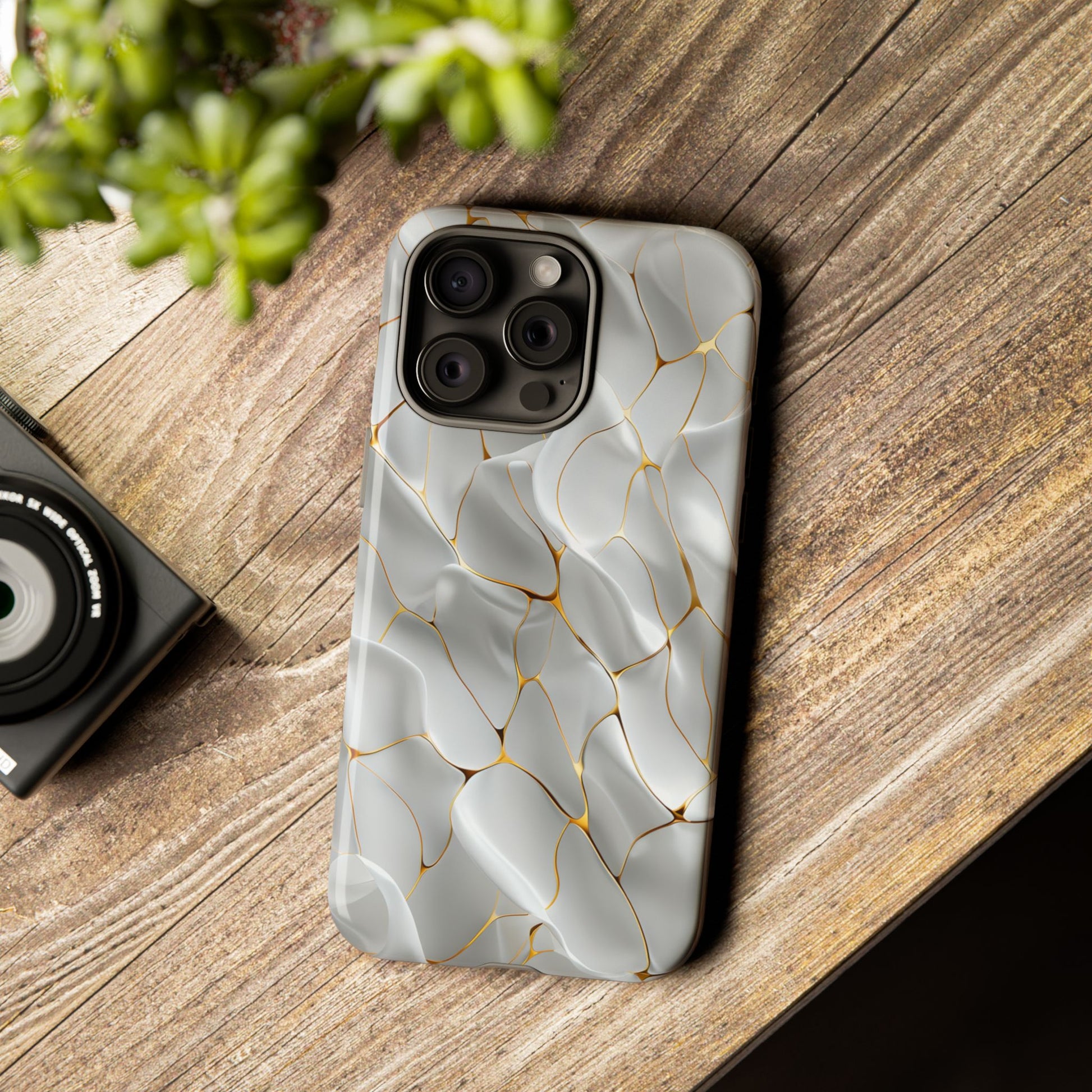 Elegant Phone Case with Golden Accents, Protective Mobile Cover, Stylish Tech Accessory, Perfect Gift for Any Occasion
