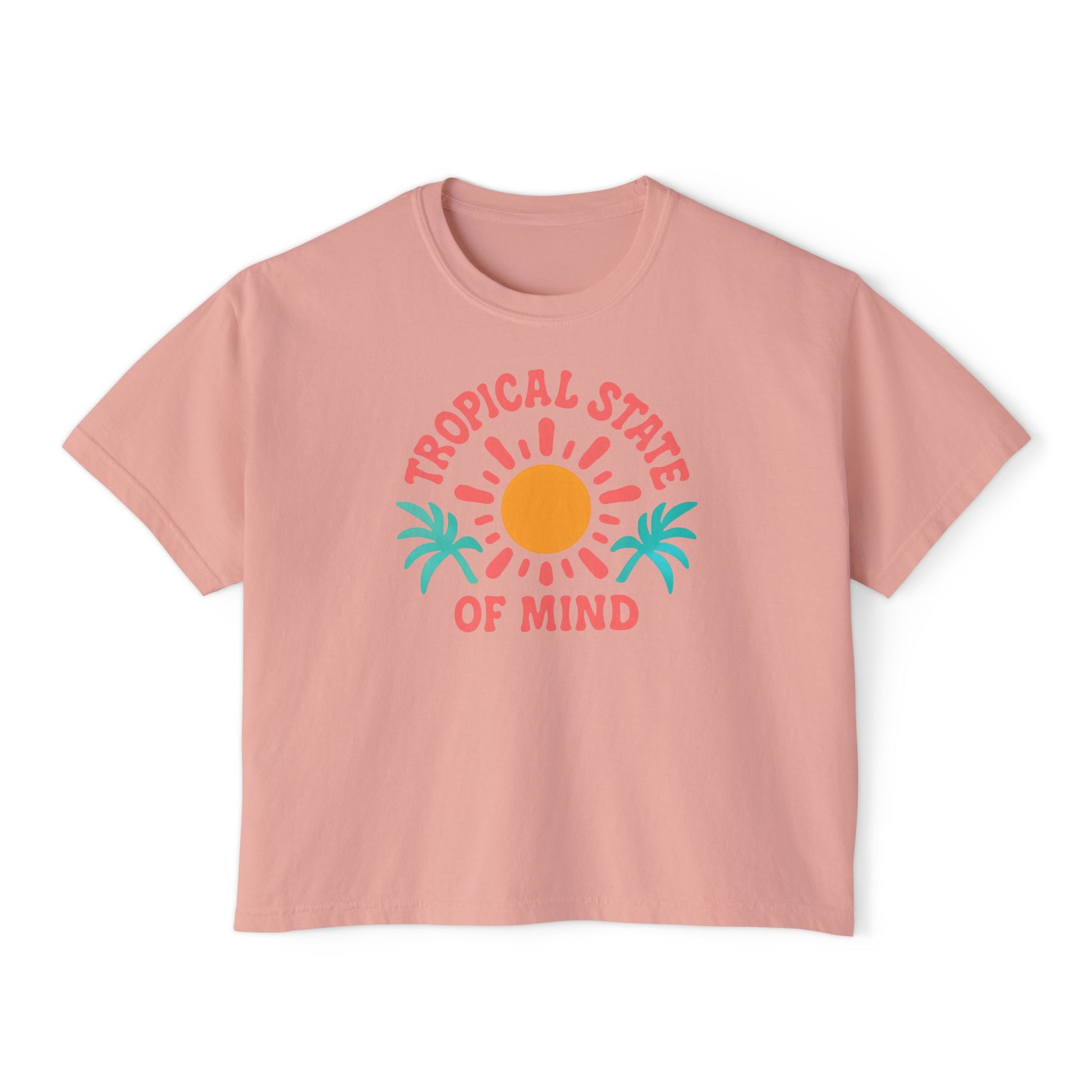 Tropical Women's Boxy Tee, Summer Vibes T-Shirt, Casual Beachwear, Gift for Her, Vacation Essentials