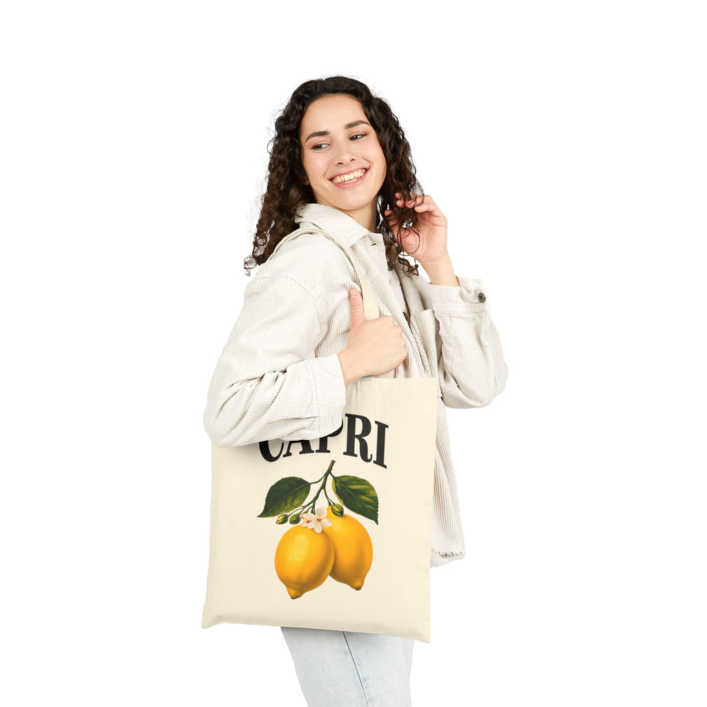Capri Lemon Canvas Tote Bag - Stylish Eco-Friendly Shopper for Groceries, Beach Trips, Market, Gifts, and Casual Outings