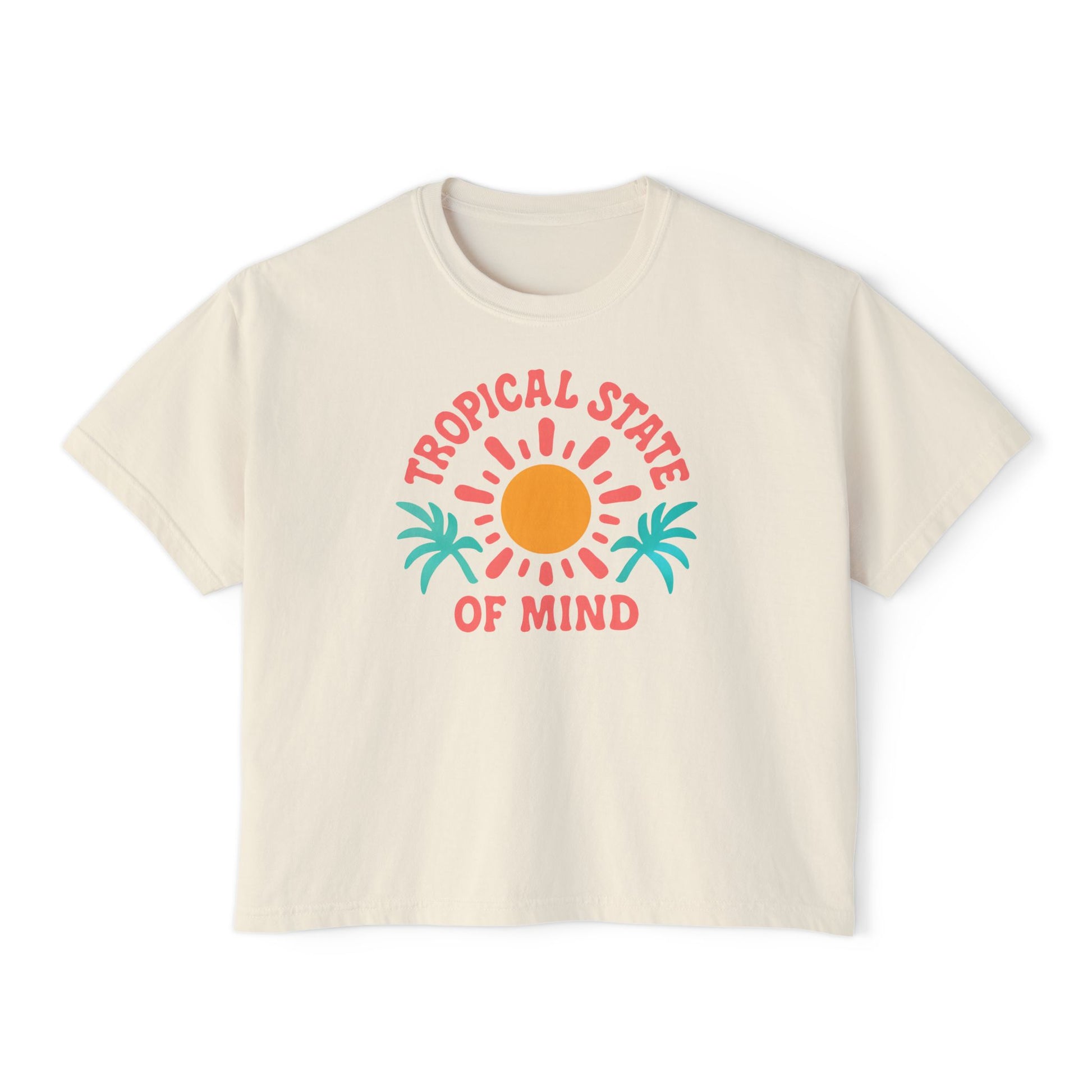 Tropical Women's Boxy Tee, Summer Vibes T-Shirt, Casual Beachwear, Gift for Her, Vacation Essentials