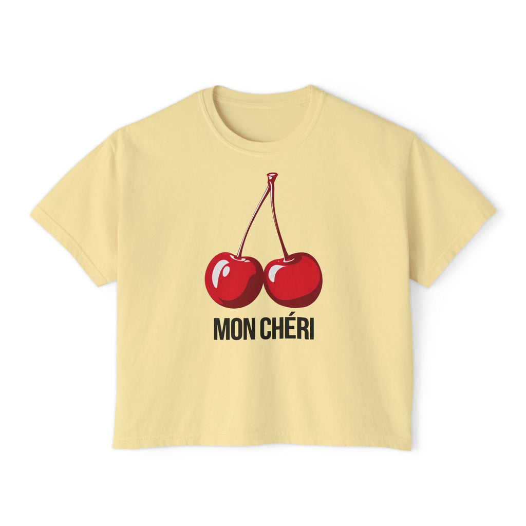 Chic Cherry Women's Boxy Tee, Casual T-Shirt, Summer Top, Gift for Her, Trendy Graphic Tee