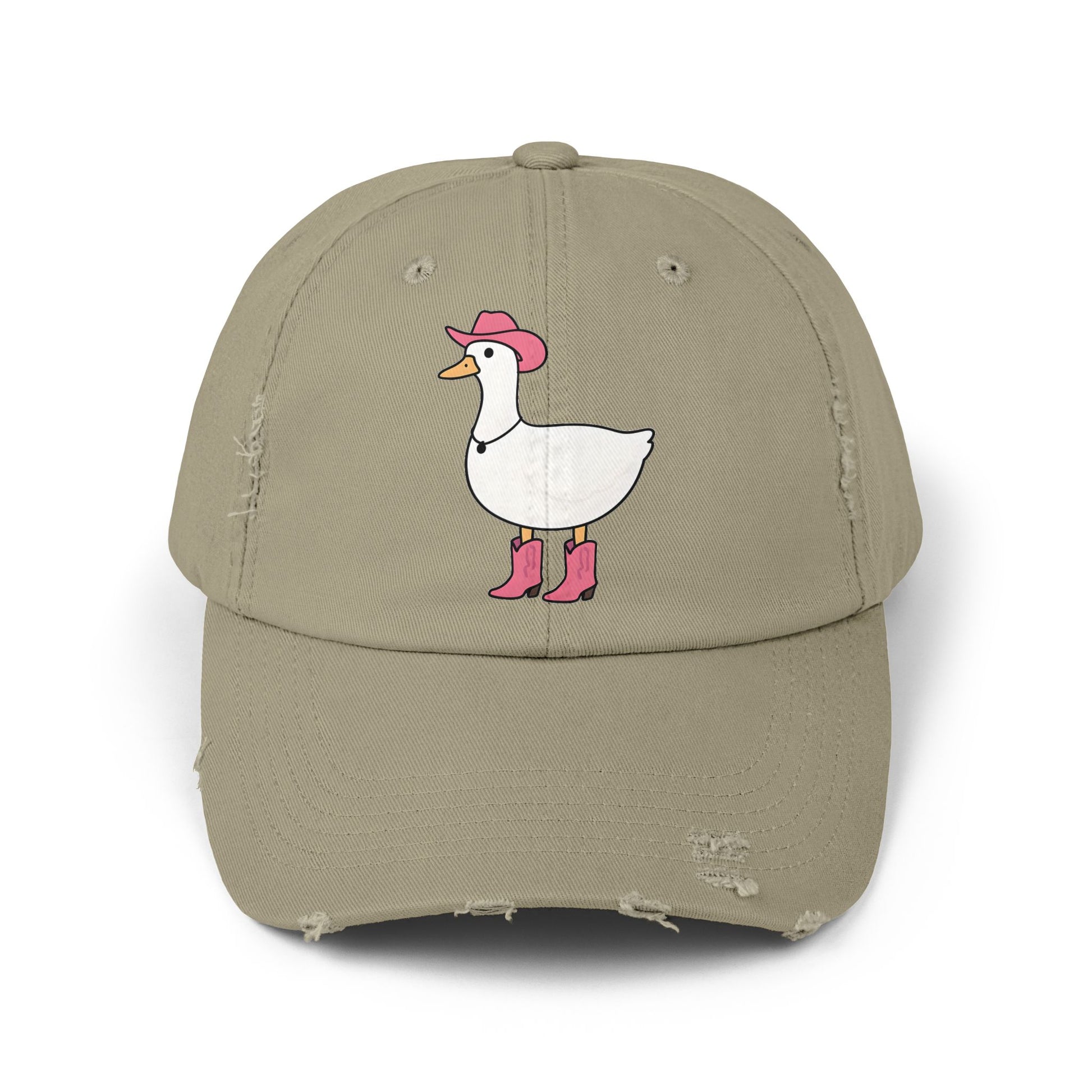 Playful Distressed Cap with Stylish Duck Design, Fun Hat for Summer, Birthday Gift, Trendy Accessory, Cap for Animal Lovers
