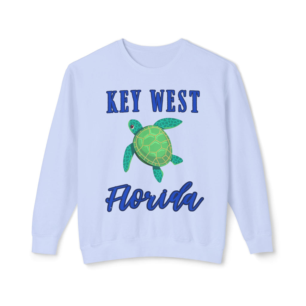 Key West Turtle Sweatshirt, Florida Gift, Lightweight Crewneck for Beach Lovers, Casual Summer Wear, Perfect for Travel