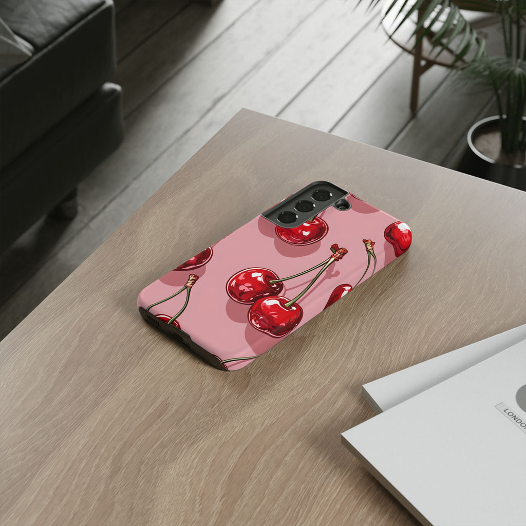 Cherry Blossom Phone Case, Tough Phone Cover, Cute Cherry Design, Summer Vibes, Phone Accessory, Gift for Her
