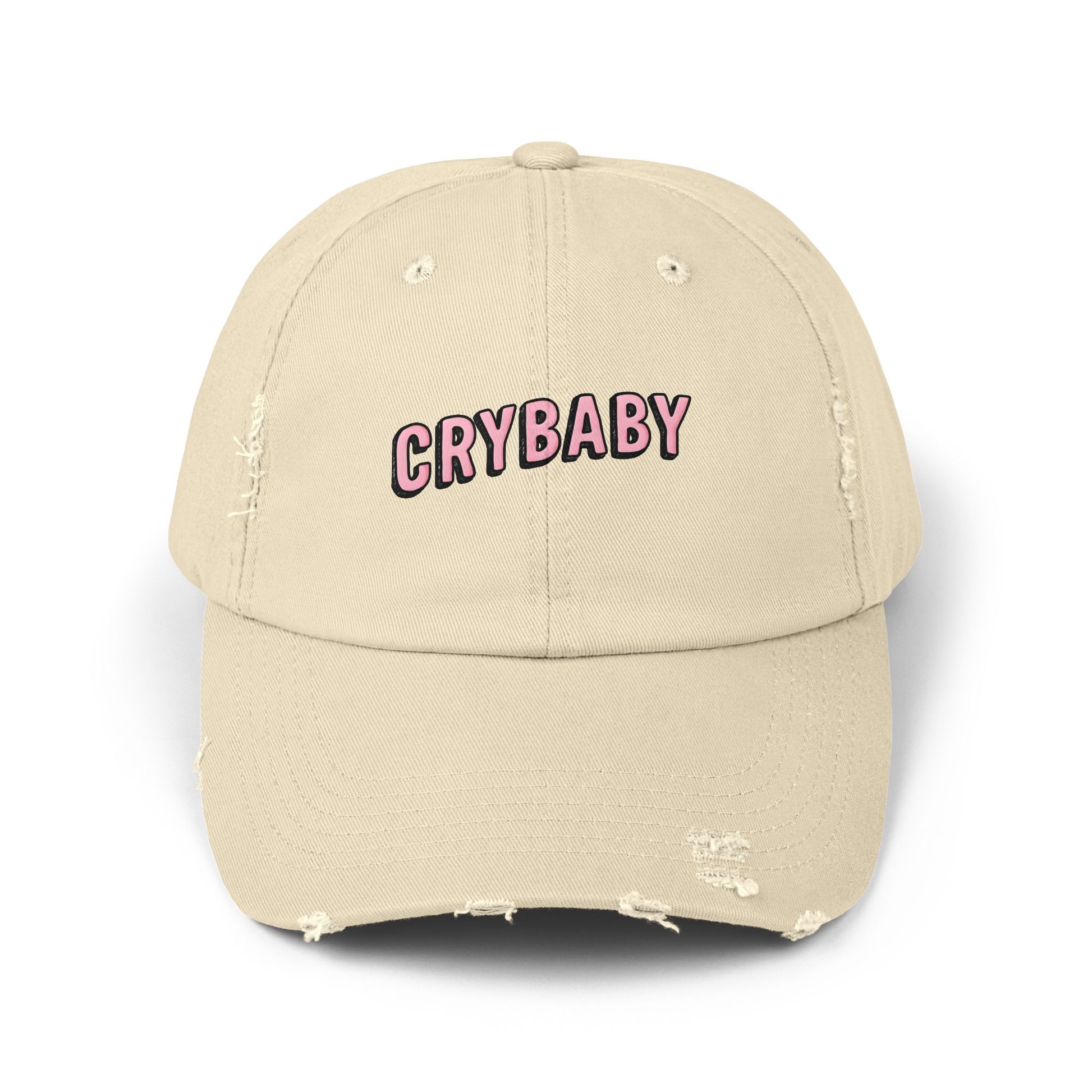 Trendy Distressed Cap - 'CRYBABY' | Fashionable Accessory, Casual Wear, Gift for Friends, Festival Style, Everyday Fashion