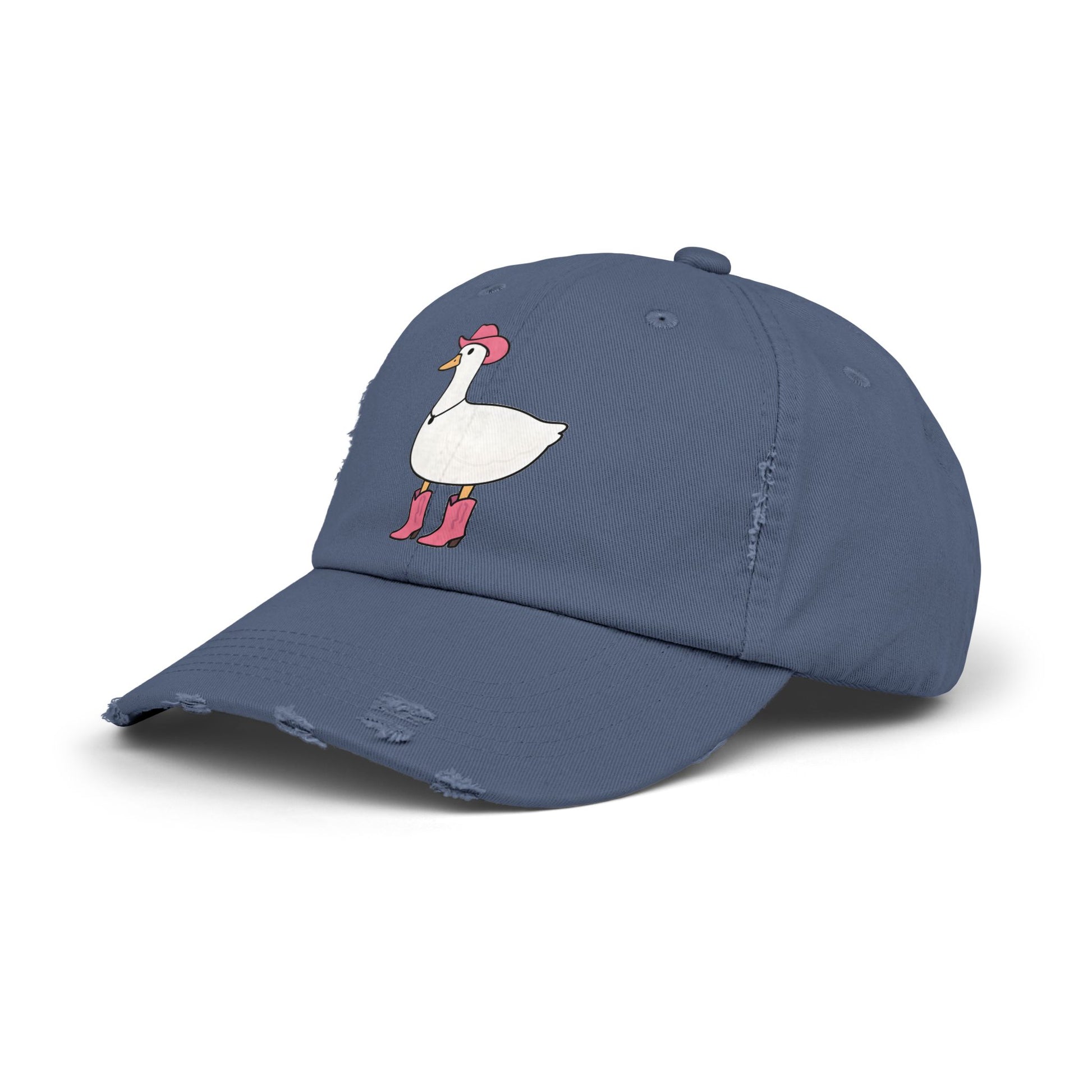 Playful Distressed Cap with Stylish Duck Design, Fun Hat for Summer, Birthday Gift, Trendy Accessory, Cap for Animal Lovers