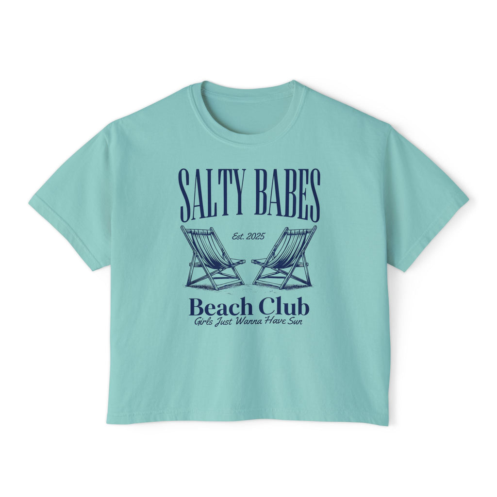 Salty Babes Beach Club Boxy Tee, Summer Casual Top, Women’s Vacation Shirt, Perfect for Beach Days, Gift for Sea Lovers