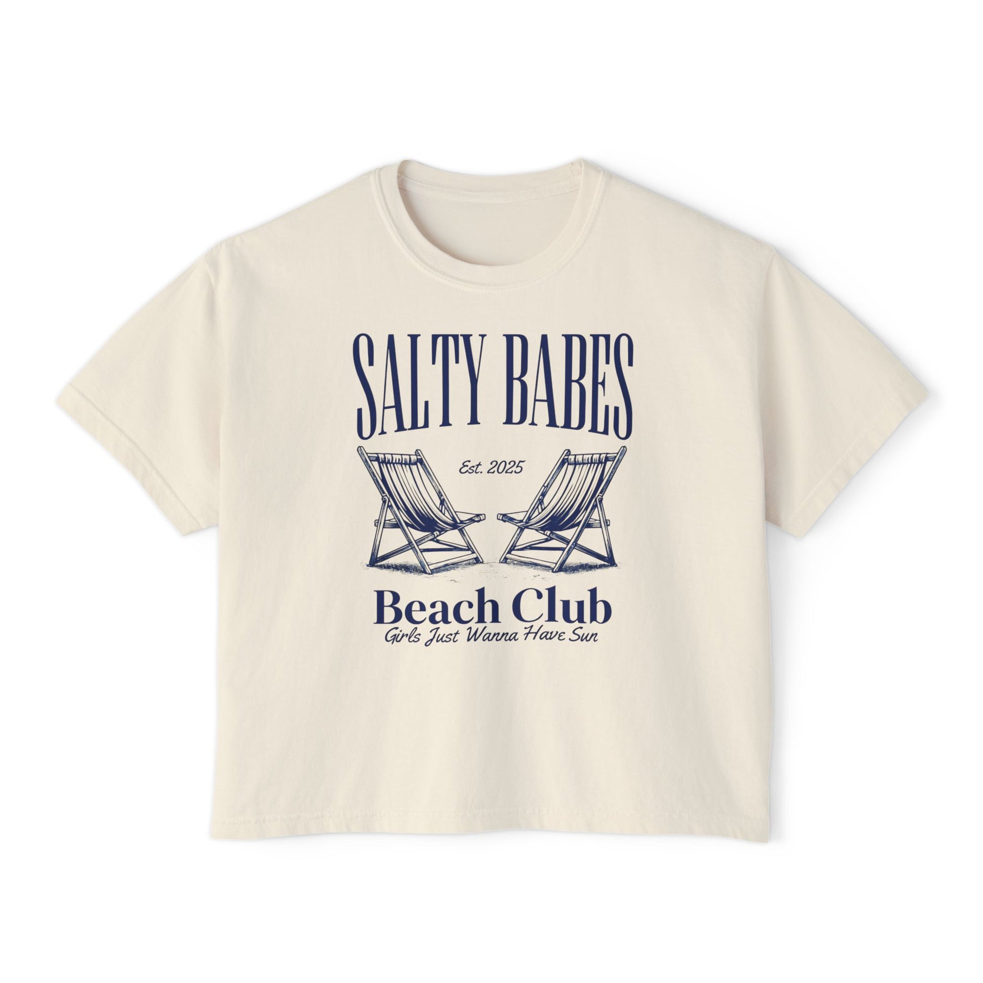 Salty Babes Beach Club Boxy Tee, Summer Casual Top, Women’s Vacation Shirt, Perfect for Beach Days, Gift for Sea Lovers