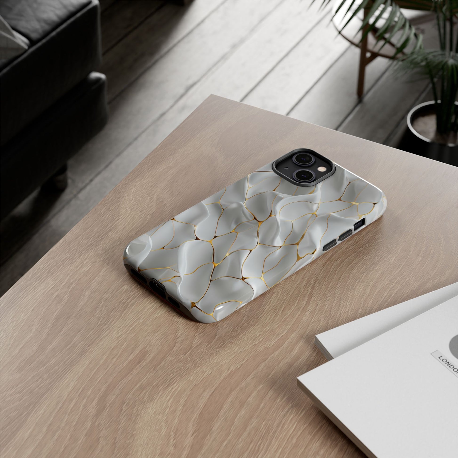 Elegant Phone Case with Golden Accents, Protective Mobile Cover, Stylish Tech Accessory, Perfect Gift for Any Occasion