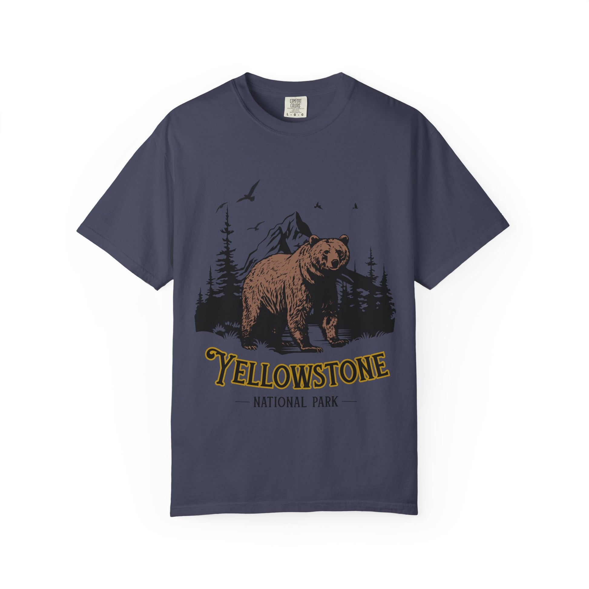 Yellowstone Bear Graphic Tee - Unisex Garment-Dyed Shirt, Nature Lover Gift, Outdoorsy Style, Travel Souvenir, Vintage National Park Apparel